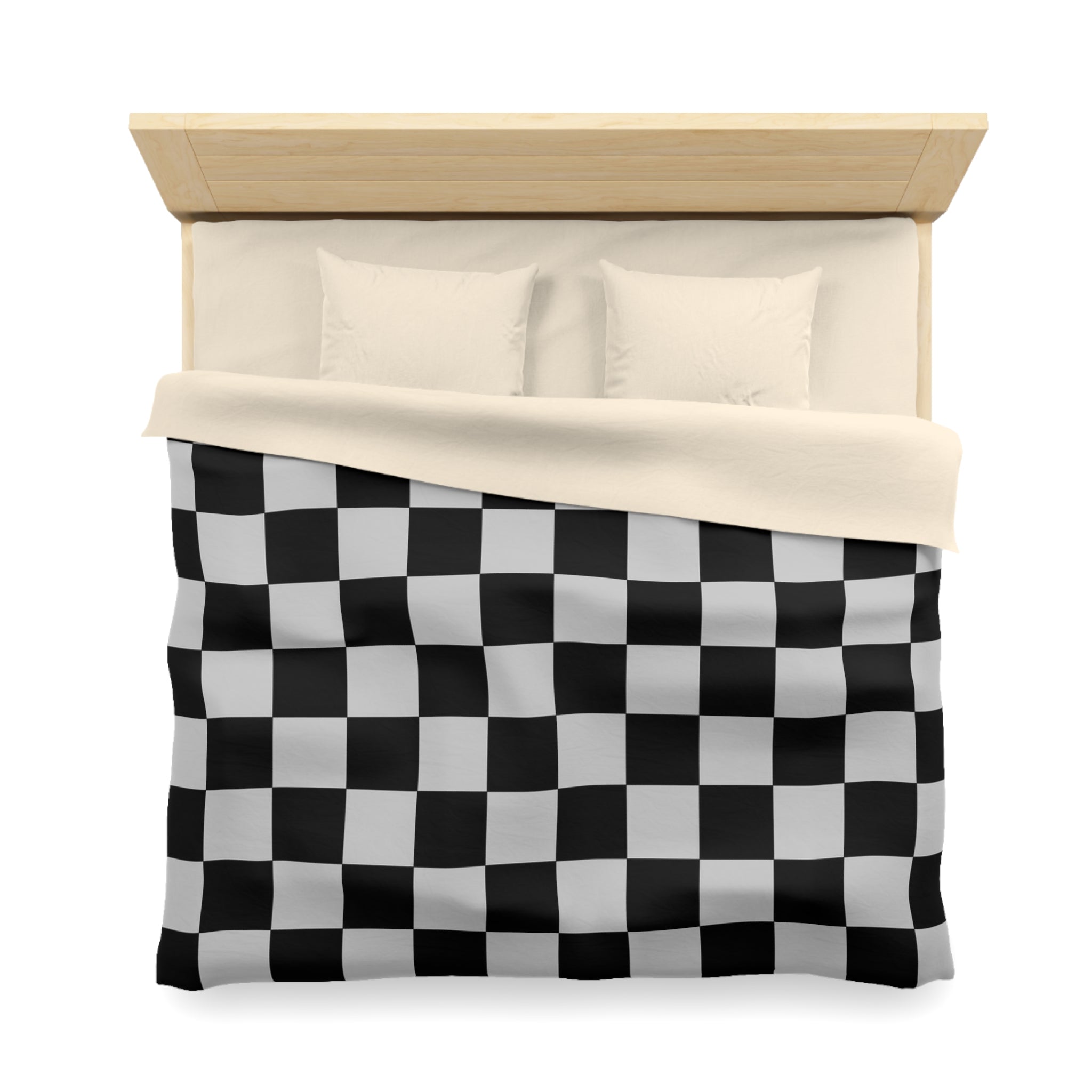Checkerboard Dada Black and Light Gray Microfiber Duvet Cover, Artsulli - Art is Long, Life is Short, Home Decor, , , , , , , 
