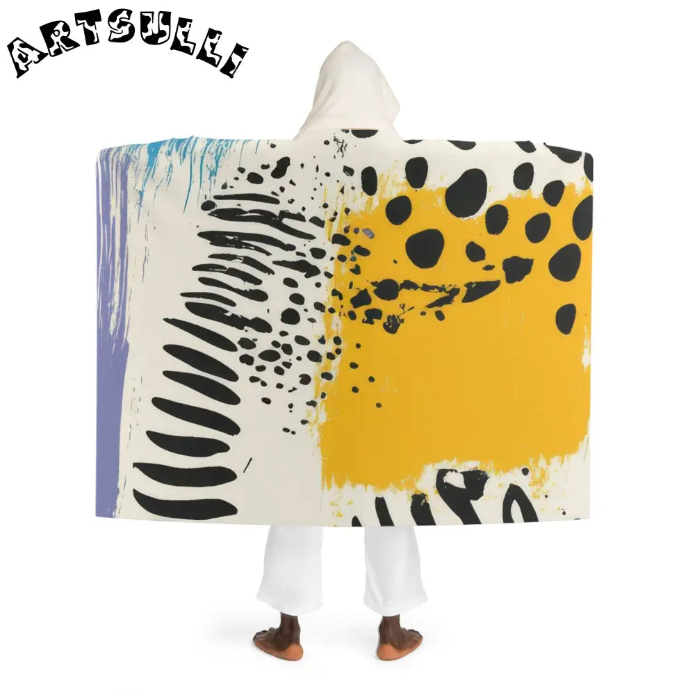 JAKKOUTTHEBXX Rae Zebra Rhapsody Hooded Sherpa Fleece Blanket