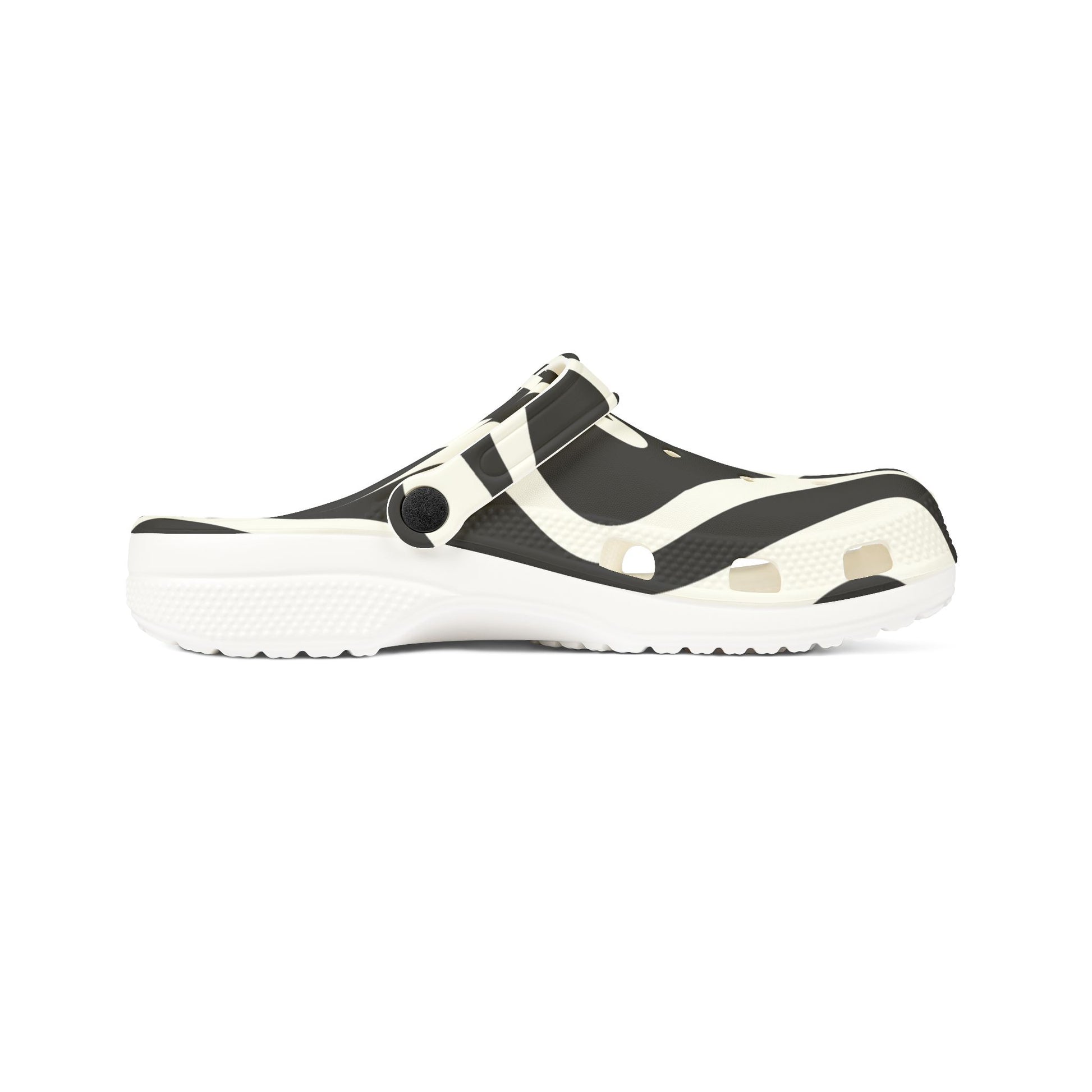 Melting Zebra Stripes Black and White EVA Foam Rubber Shoes (AOP), Artsulli - Art is Long, Life is Short, Shoes, , , , , , , 