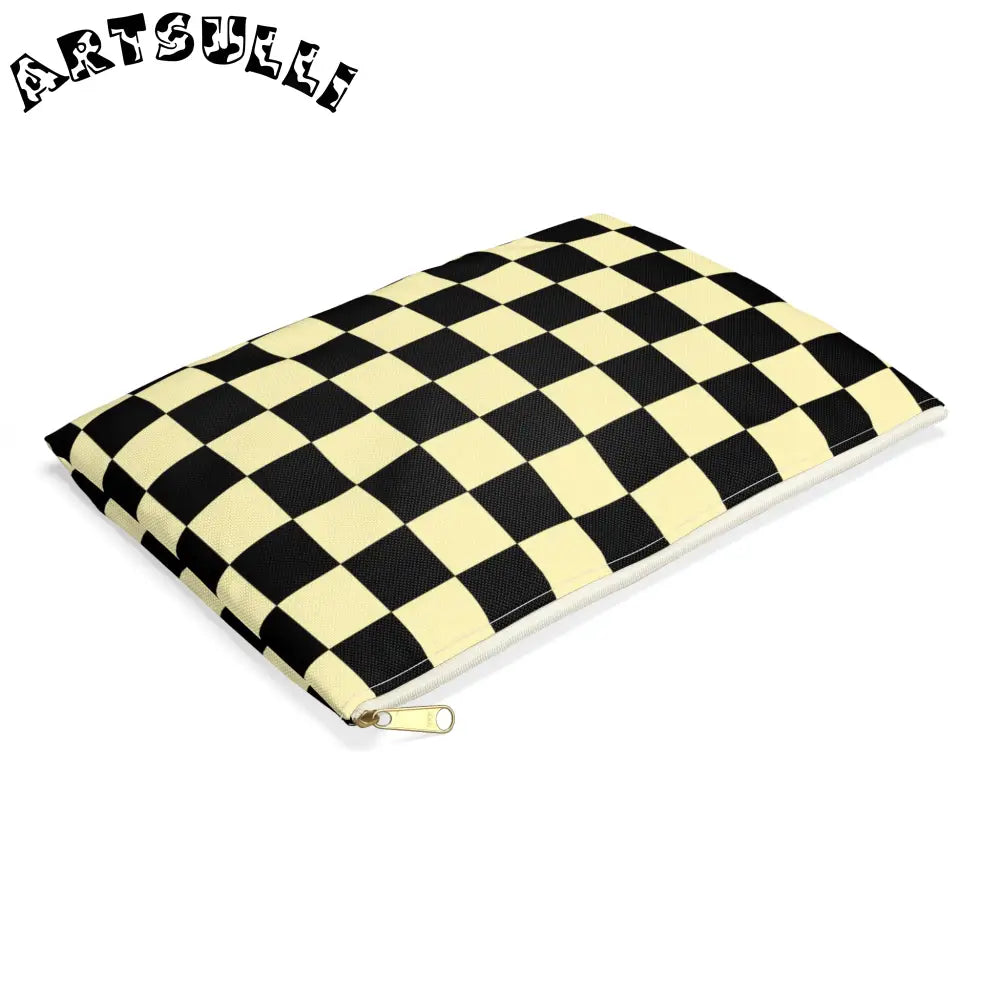 JAKKOUTTHEBXX Checkerboard Black and Yellow Accessory Pouch