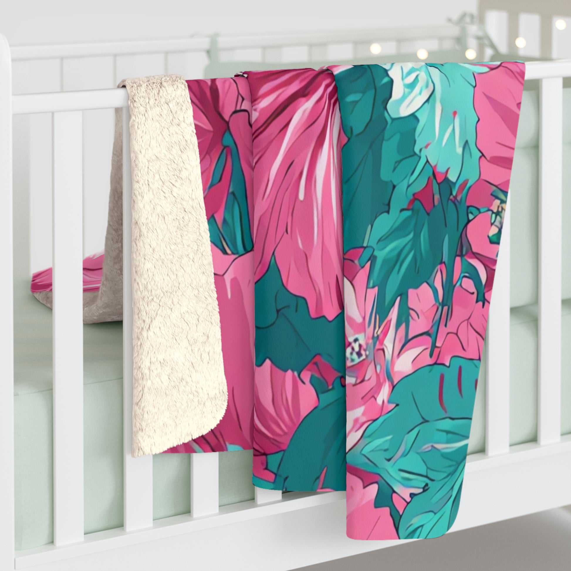 Flowerpunk Aloha Sherpa Fleece Blanket, Artsulli - Art is Long, Life is Short, Home Decor, , , , , , , 