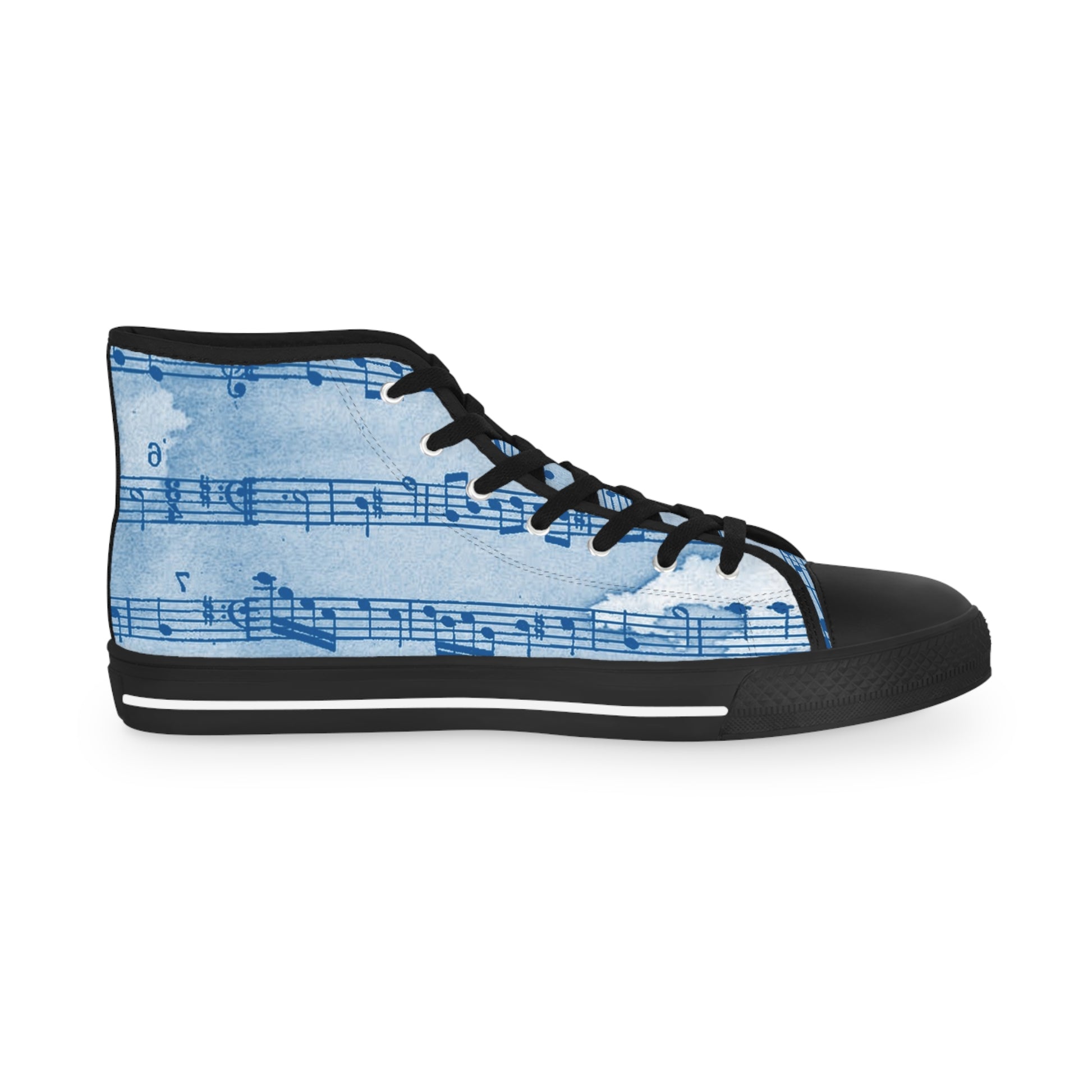 Drip Spill Type Beat Sheet Music Blue Men's High Top Sneakers, Artsulli - Art is Long, Life is Short, Shoes, , , , , , , 