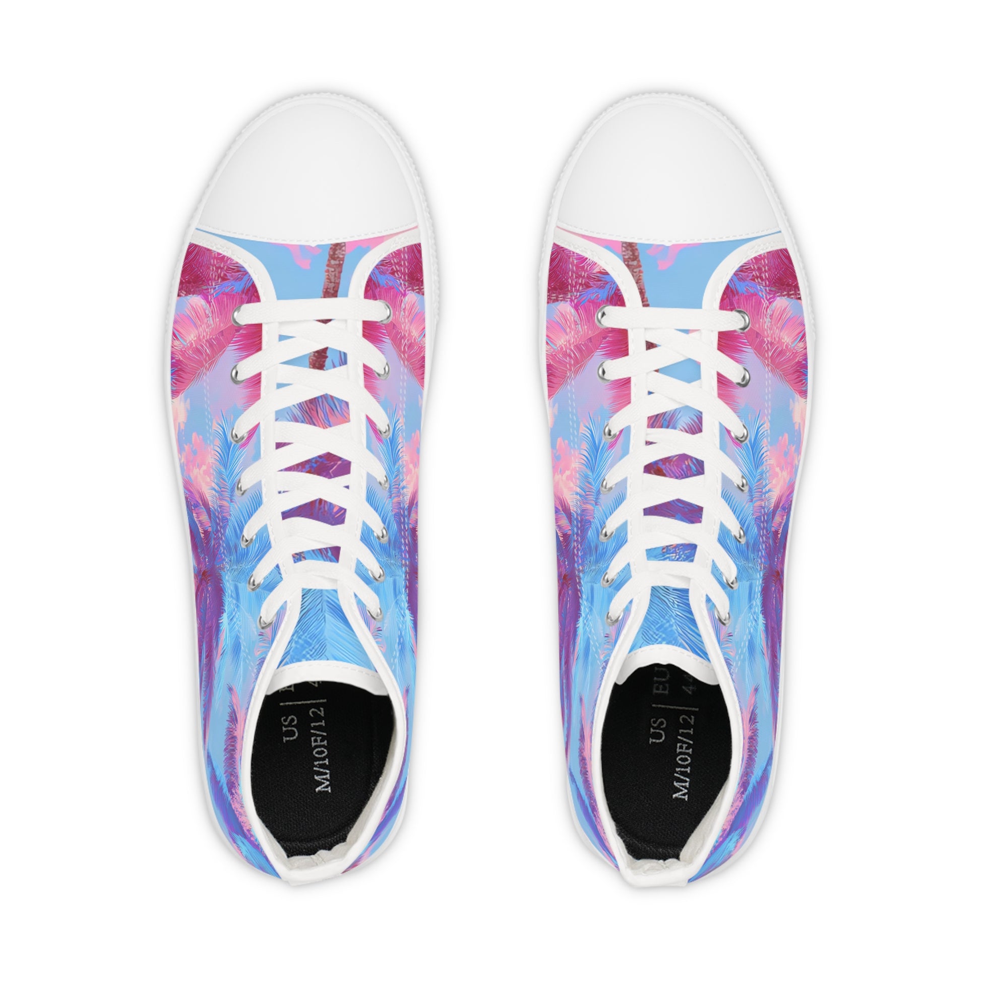 Ethereal Pastel Palms II Blue and Pink Men's High Top Sneakers, Artsulli - Art is Long, Life is Short, Shoes, , , , , , , 
