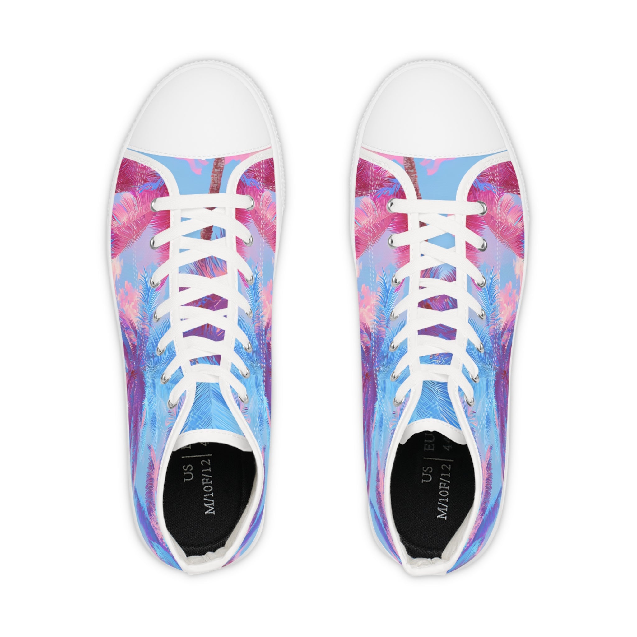 Ethereal Pastel Palms II Blue and Pink Men's High Top Sneakers, Artsulli - Art is Long, Life is Short, Shoes, , , , , , , 
