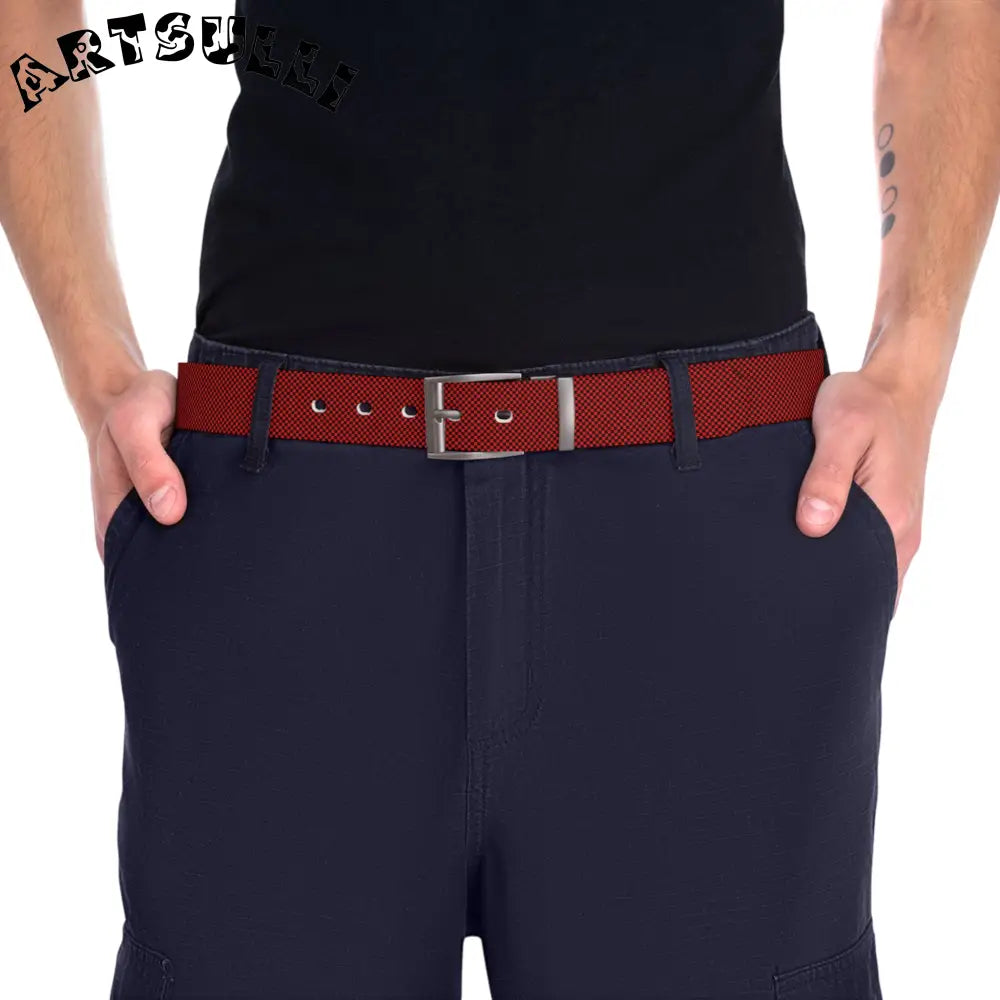 JAKKOUTTHEBXX Checkerboard Red and Black Belt JAKKOUTTHEBXX Artsulli