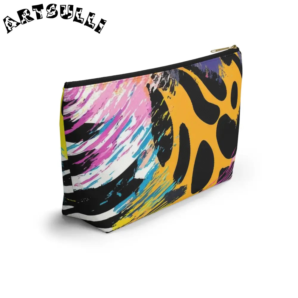Zebra Stripes x Leapord Print x Paint Splatter Multi-Color Accessory Pouch w T-bottom, Artsulli - Art is Long, Life is Short, Bags, , , , , , , 