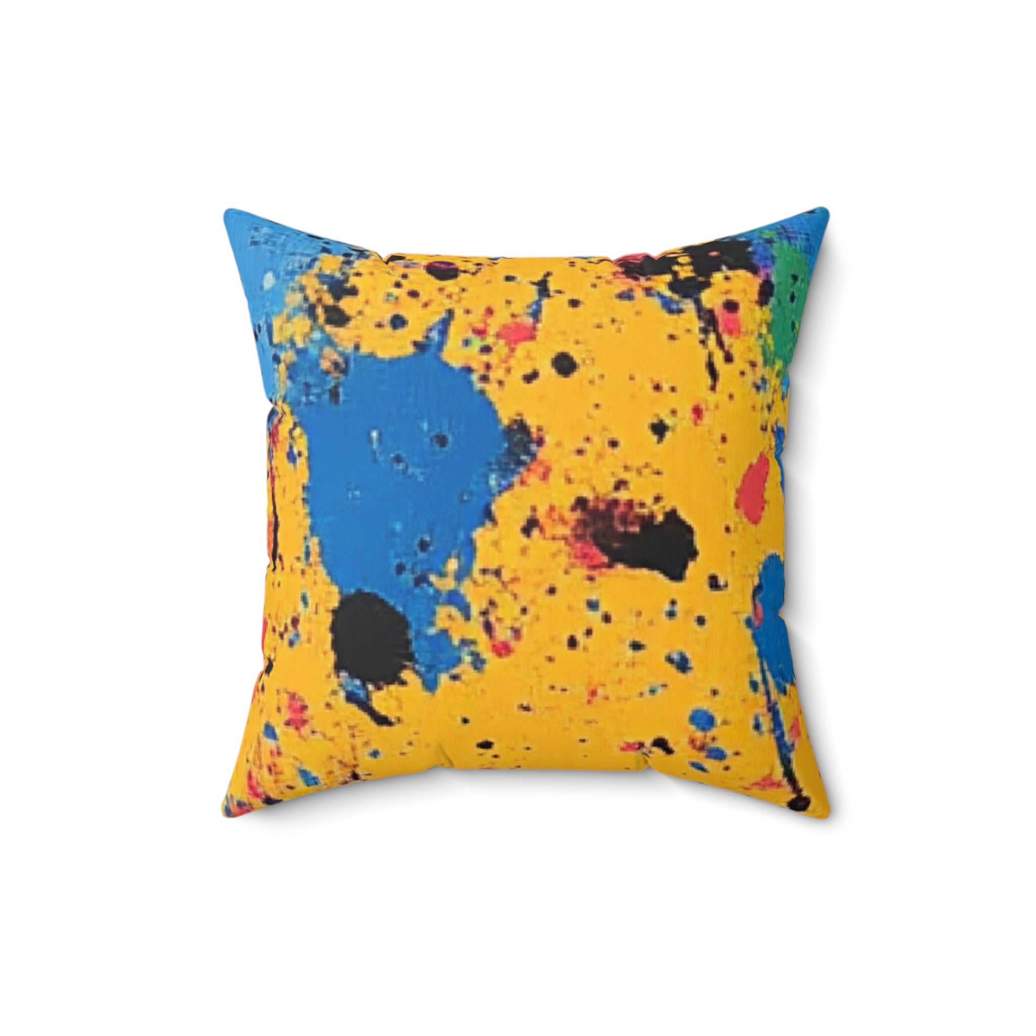 The Colors Of Paint Splatter Faux Suede Square Pillow, Artsulli - Art is Long, Life is Short, Home Decor, Size, 16" × 16", , , , , 12473499421542