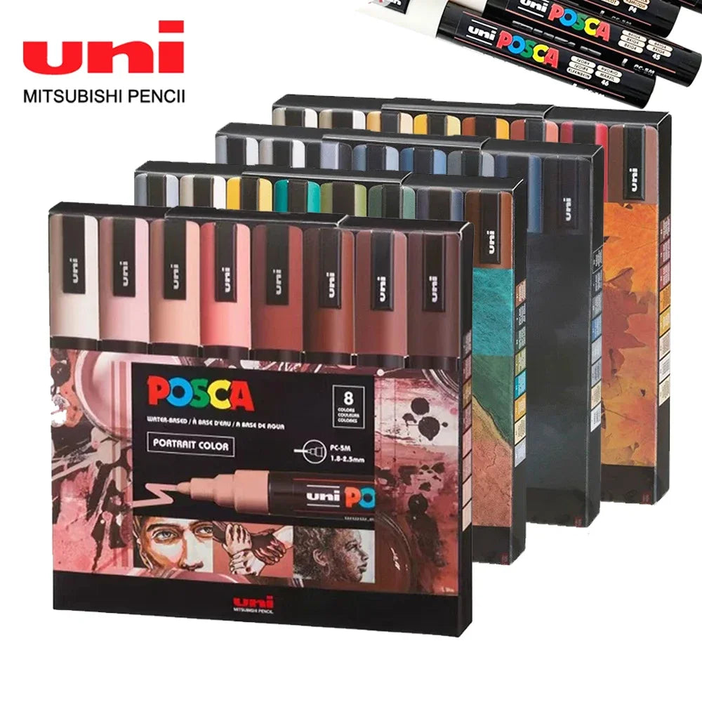 8pcs New Japan UNI Markers Set POSCA Limited PC-5M Acrylic POP Poster Advertising Drawing Graffiti Manga School Art Supplies