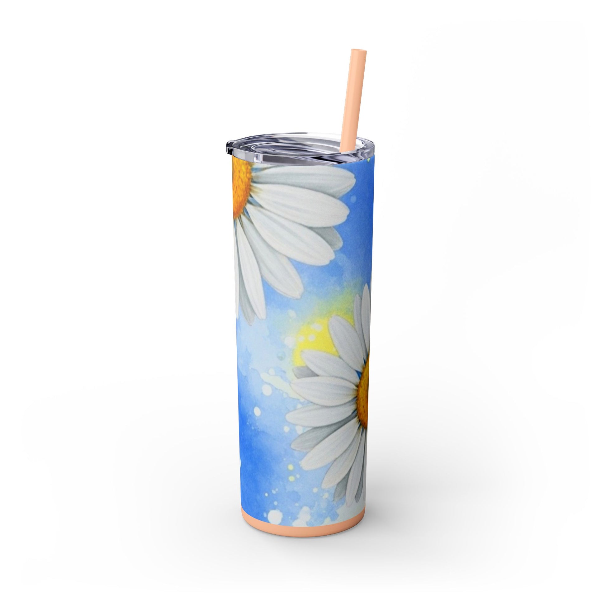 Daisies Skinny Tumbler with Straw, 20oz, Artsulli - Art is Long, Life is Short, Mug, , , , , , , 