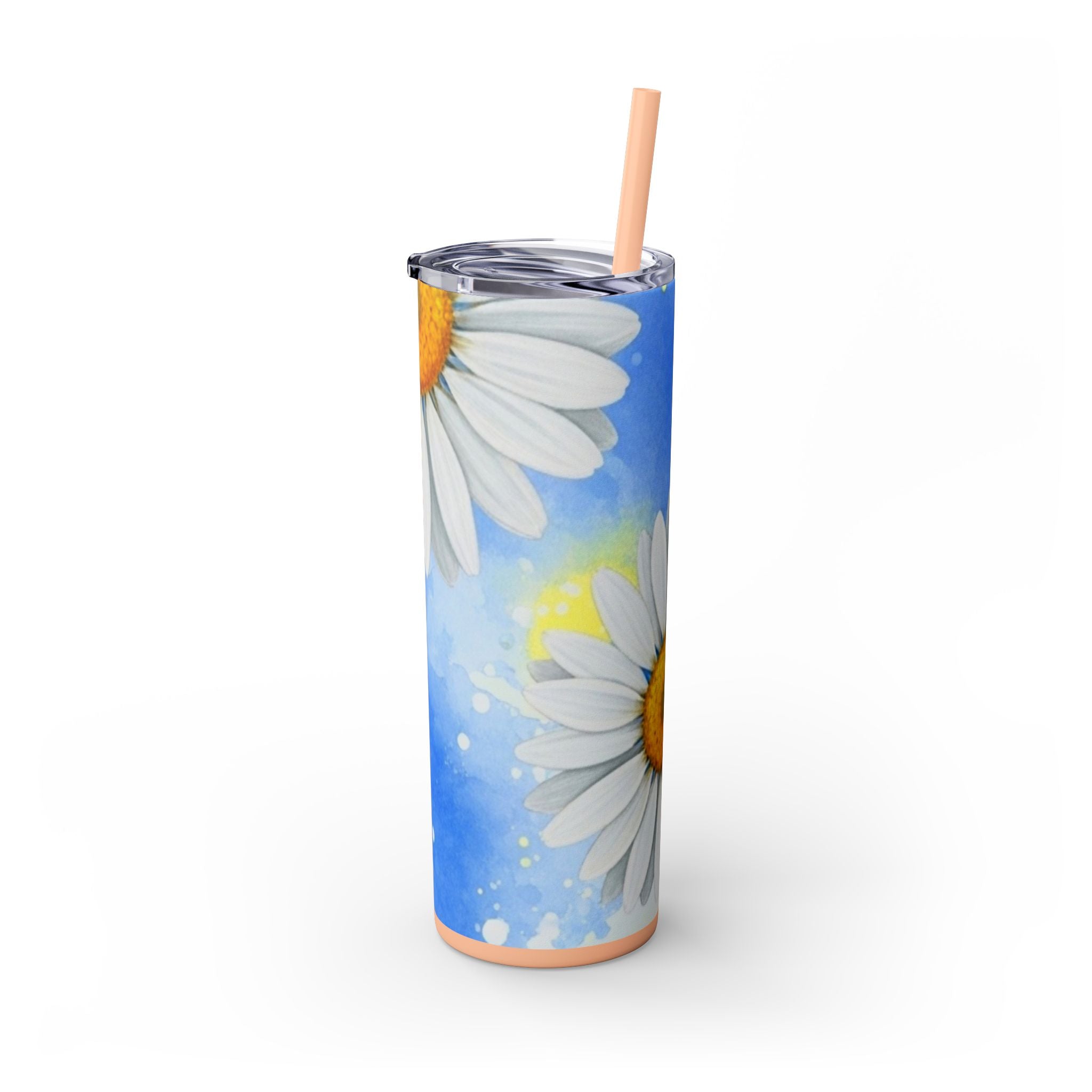 Daisies Skinny Tumbler with Straw, 20oz, Artsulli - Art is Long, Life is Short, Mug, , , , , , , 