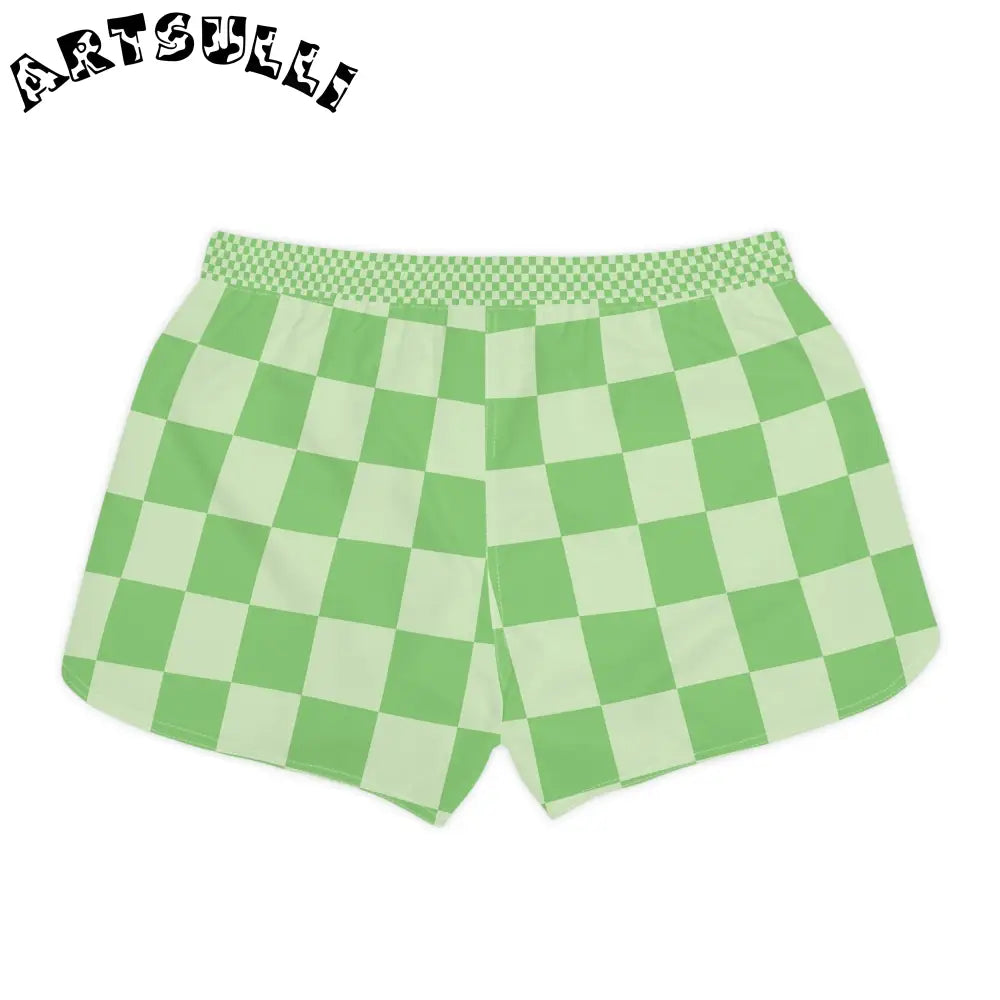 JAKKOUTTHEBXX Checkerboard Green Women’s Casual Shorts (AOP)