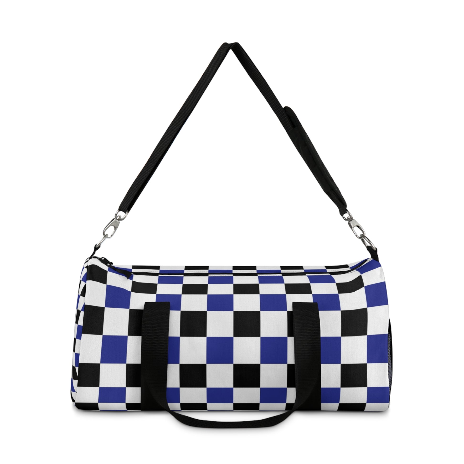 Checkerboard Blue White and Black Duffel Bag, Artsulli - Art is Long, Life is Short, Bags, , , , , , , 