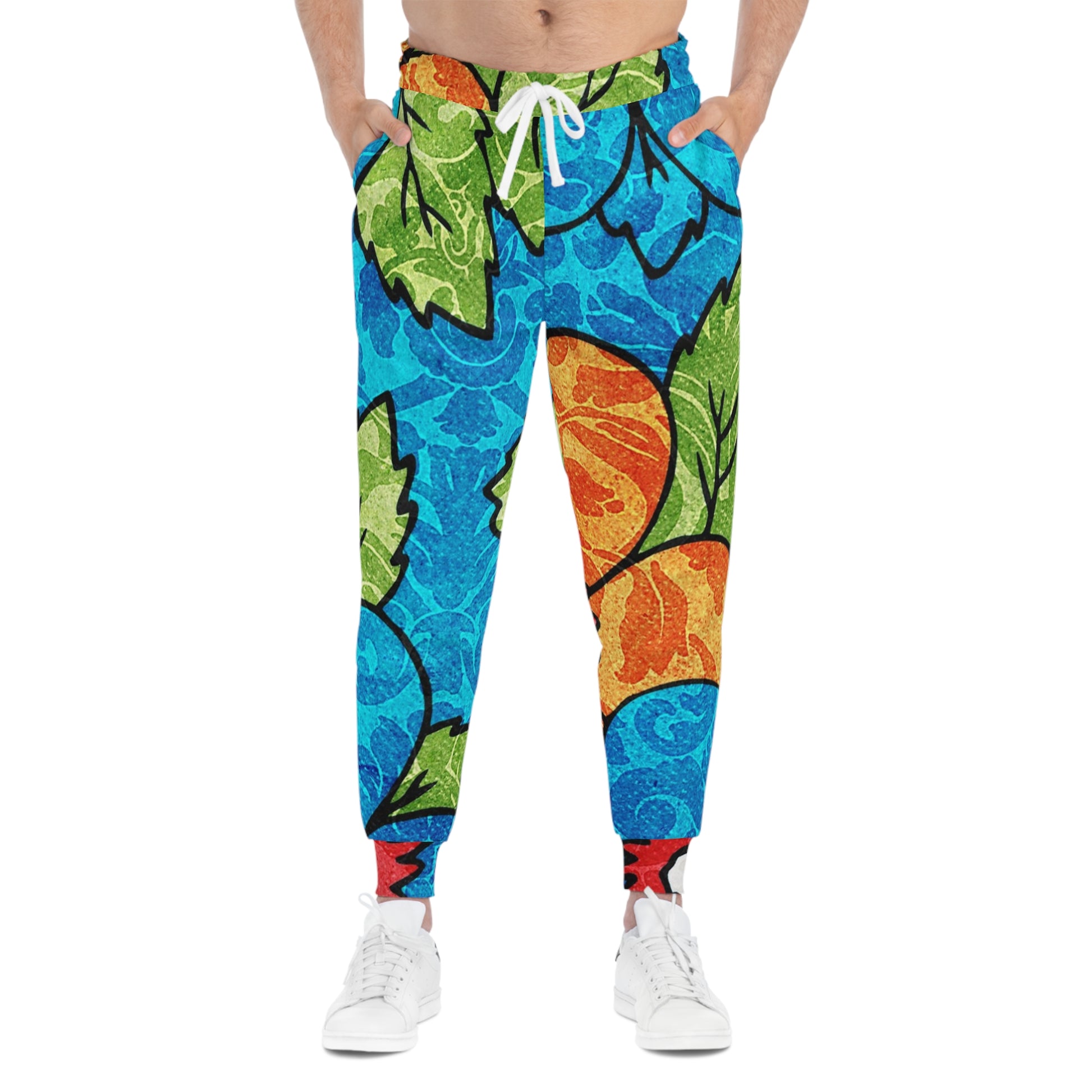 Blue Orange Groovy Athletic Joggers (AOP), Artsulli - Art is Long, Life is Short, All Over Prints, , , , , , , 