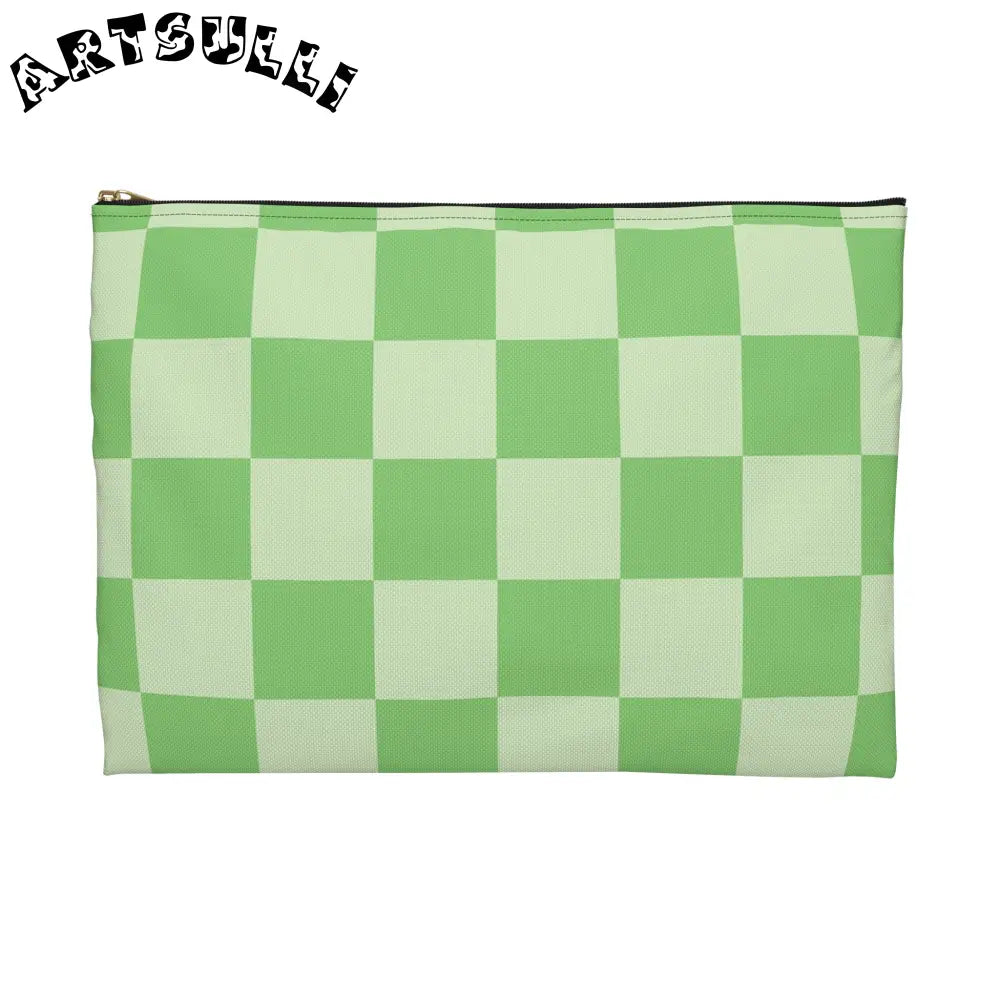 JAKKOUTTHEBXX Checkerboard Green Accessory Pouch JAKKOUTTHEBXX