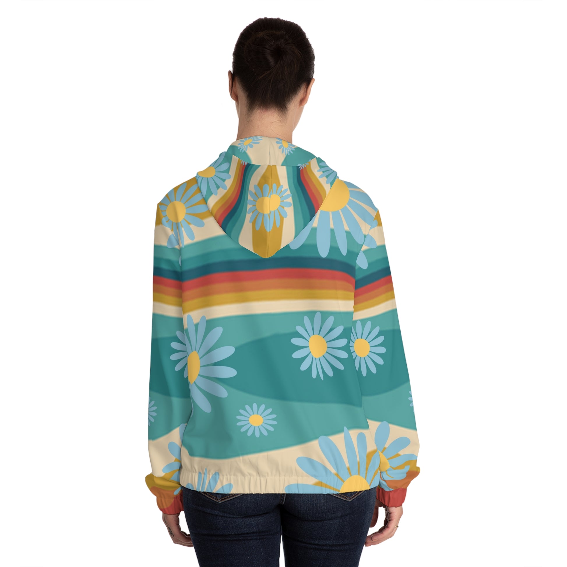 Psychedelic Floral Hills Multi-Color Women’s Full-Zip Hoodie (AOP), Artsulli - Art is Long, Life is Short, All Over Prints, , , , , , , 