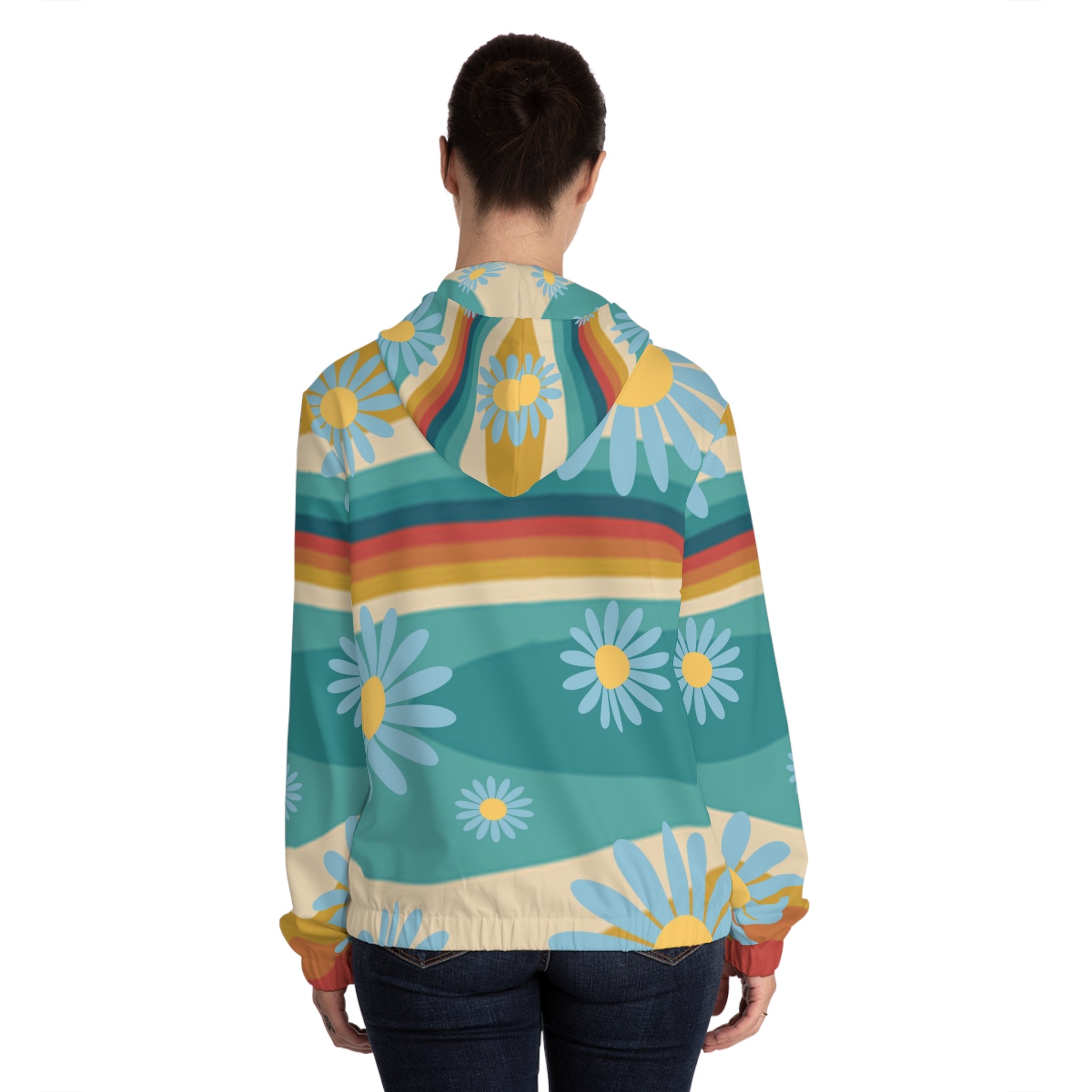 Psychedelic Floral Hills Multi-Color Women’s Full-Zip Hoodie (AOP), Artsulli - Art is Long, Life is Short, All Over Prints, , , , , , , 