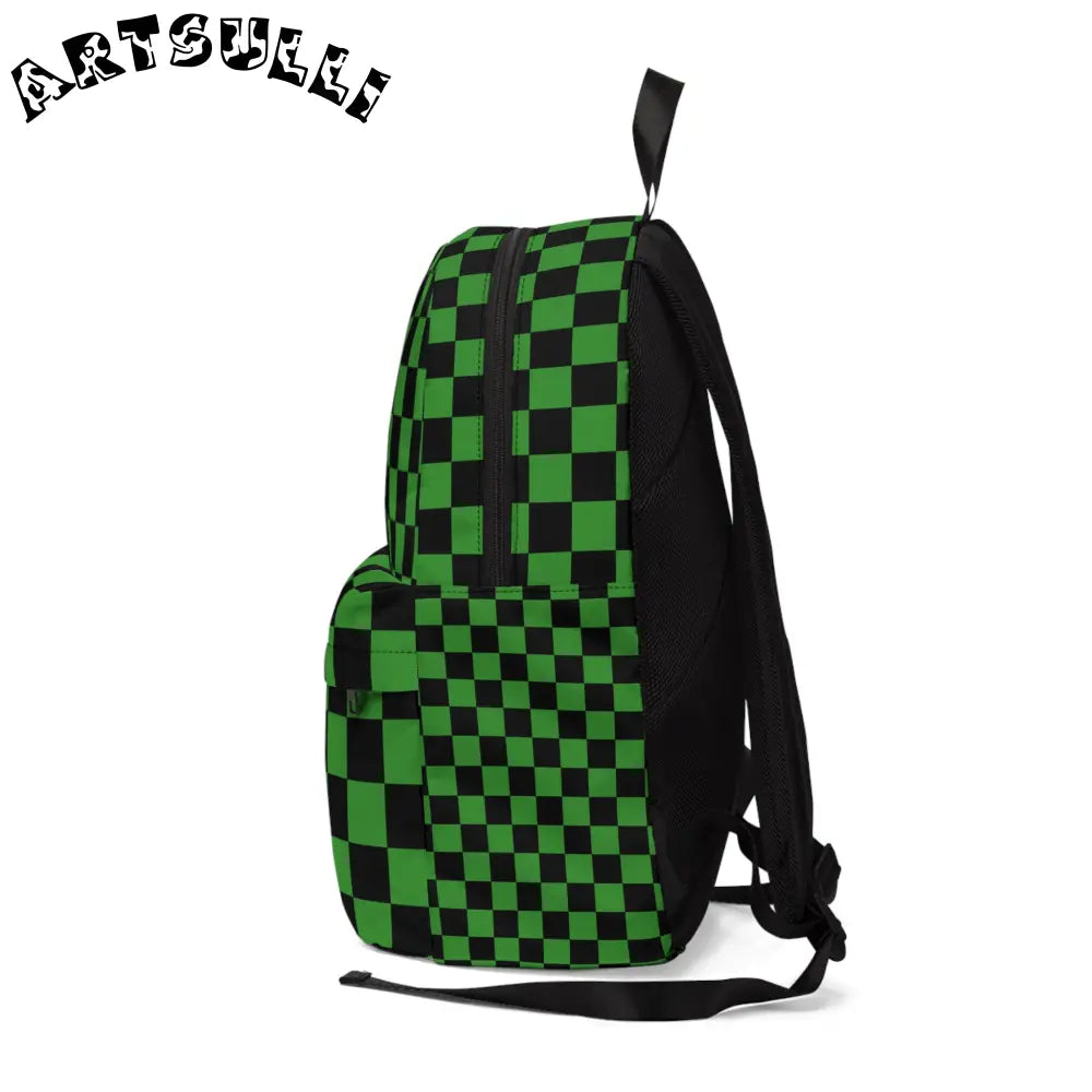 JAKKOUTTHEBXX Checkerboard Green and Black Unisex Classic Backpack