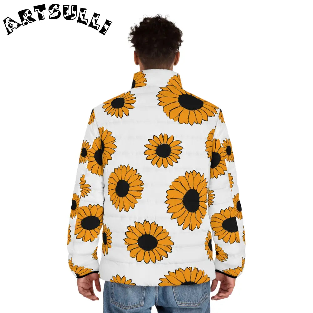 JAKKOUTTHEBXX Sunflowers Men’s Puffer Jacket (AOP) JAKKOUTTHEBXX