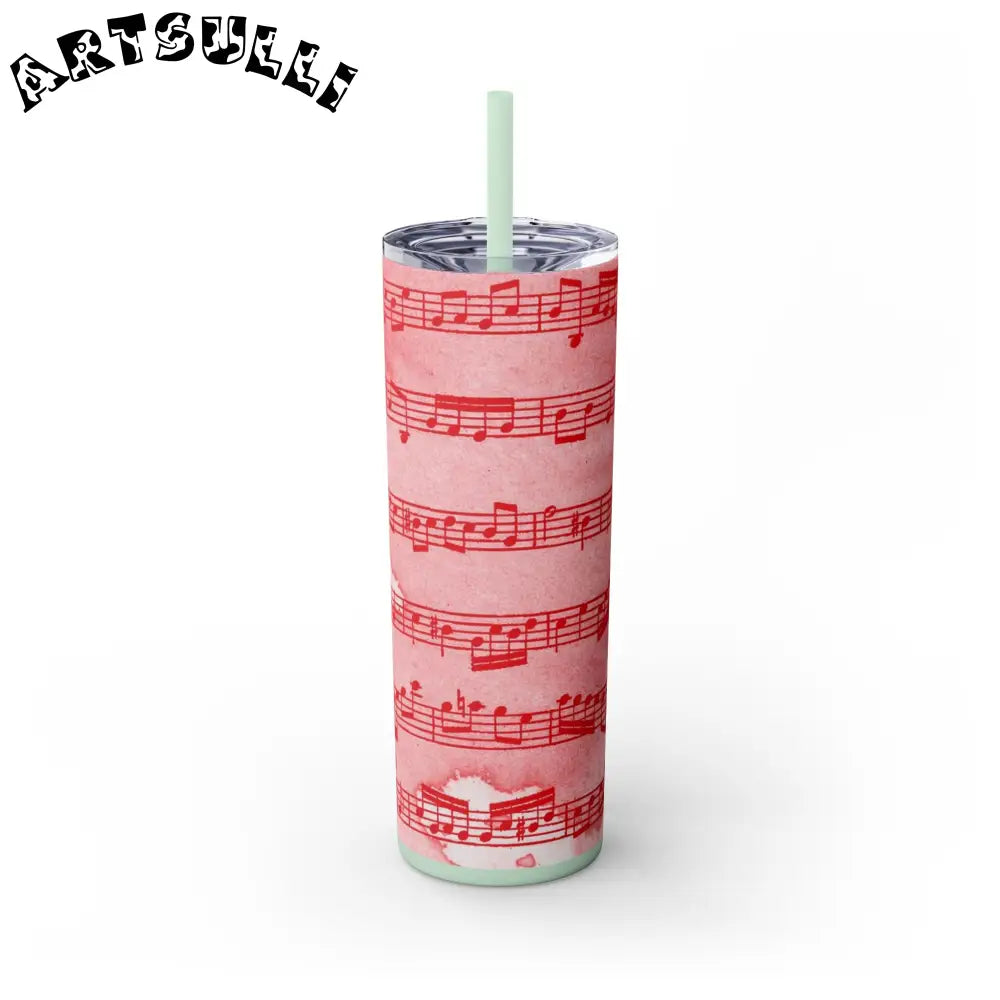 JAKKOUTTHEBXX Pink Musical Note Maars Skinny Tumbler 2025