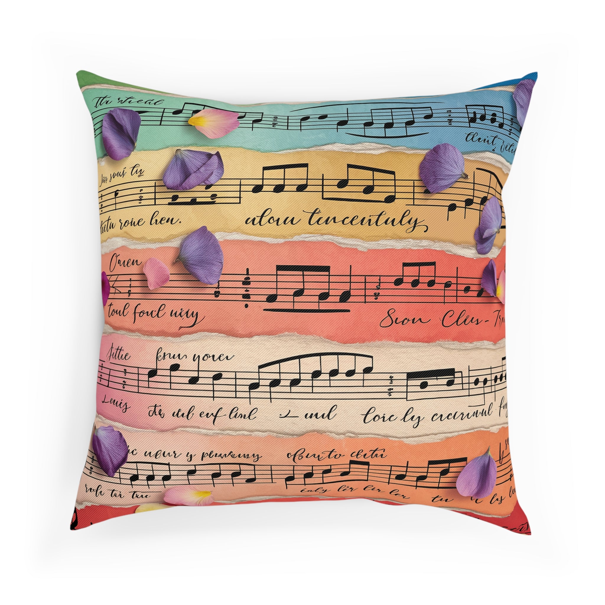 Torn Type Beat Sheet Music Multi-Color Cushion, Artsulli - Art is Long, Life is Short, Home Decor, , , , , , , 