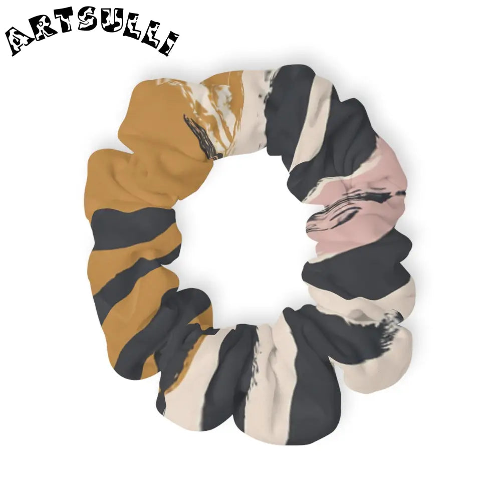 JAKKOUTTHEBXX Abstract Stripe Jersey Knit Fabric Scrunchie in Black