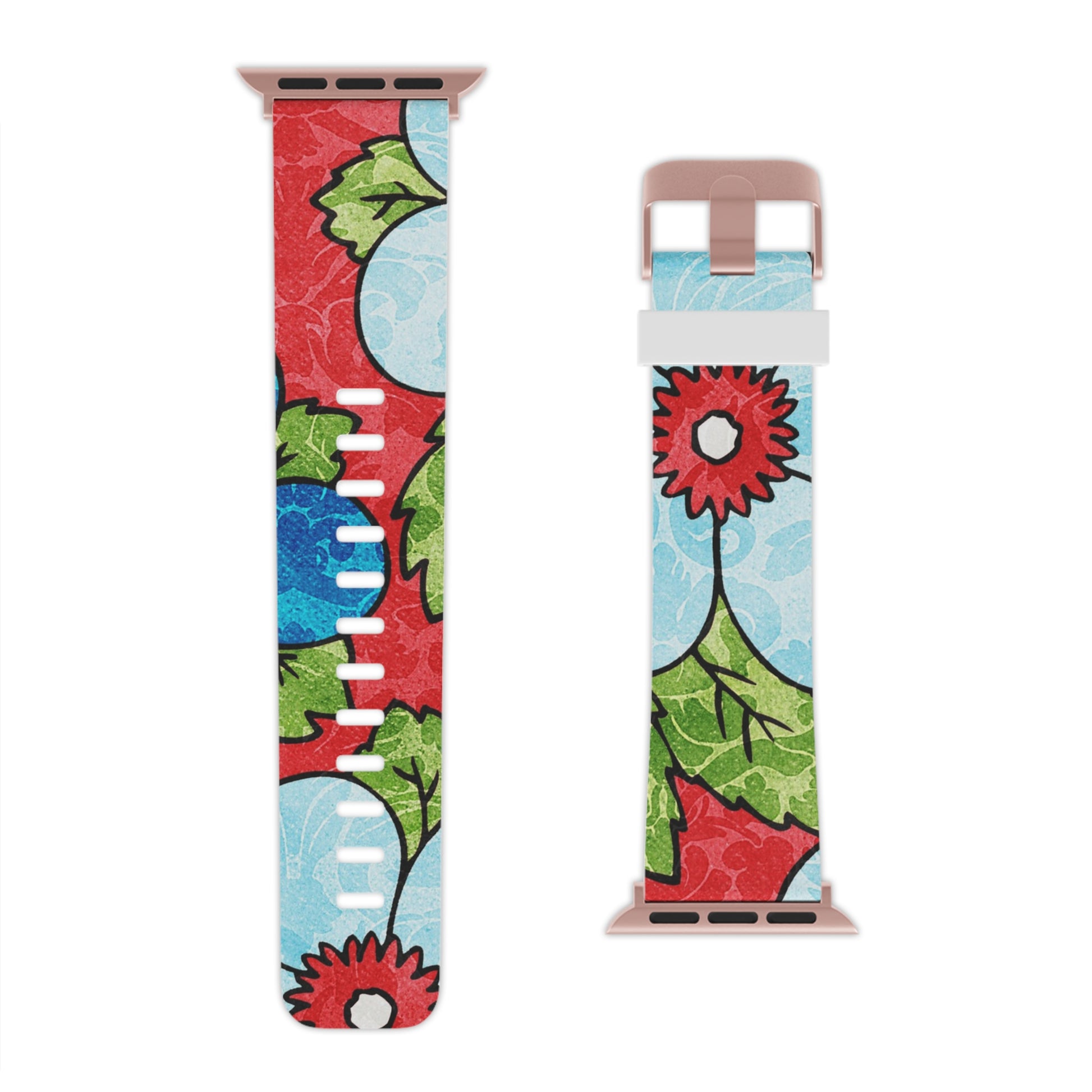 Groovy Red Floral Kl Watch Band for Apple Watch, Artsulli - Art is Long, Life is Short, Accessories, , , , , , , 