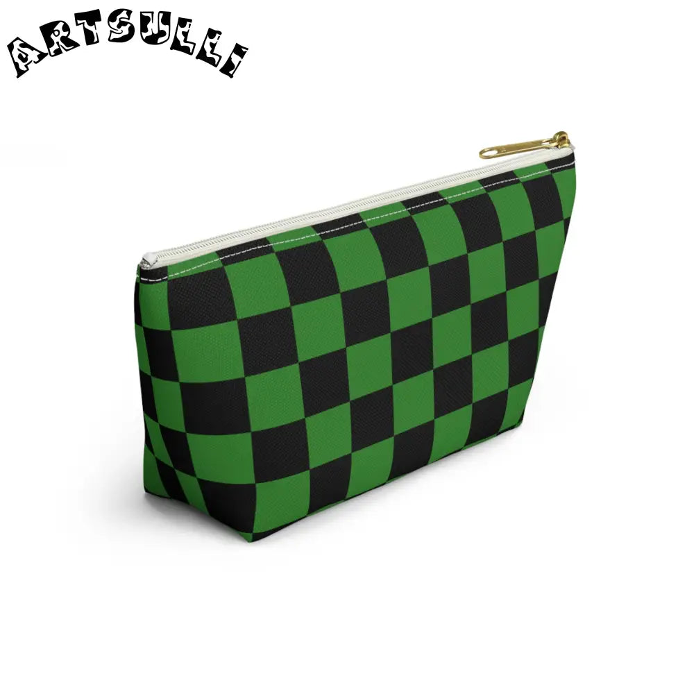 JAKKOUTTHEBXX Checkerboard Green and Black Accessory Pouch w