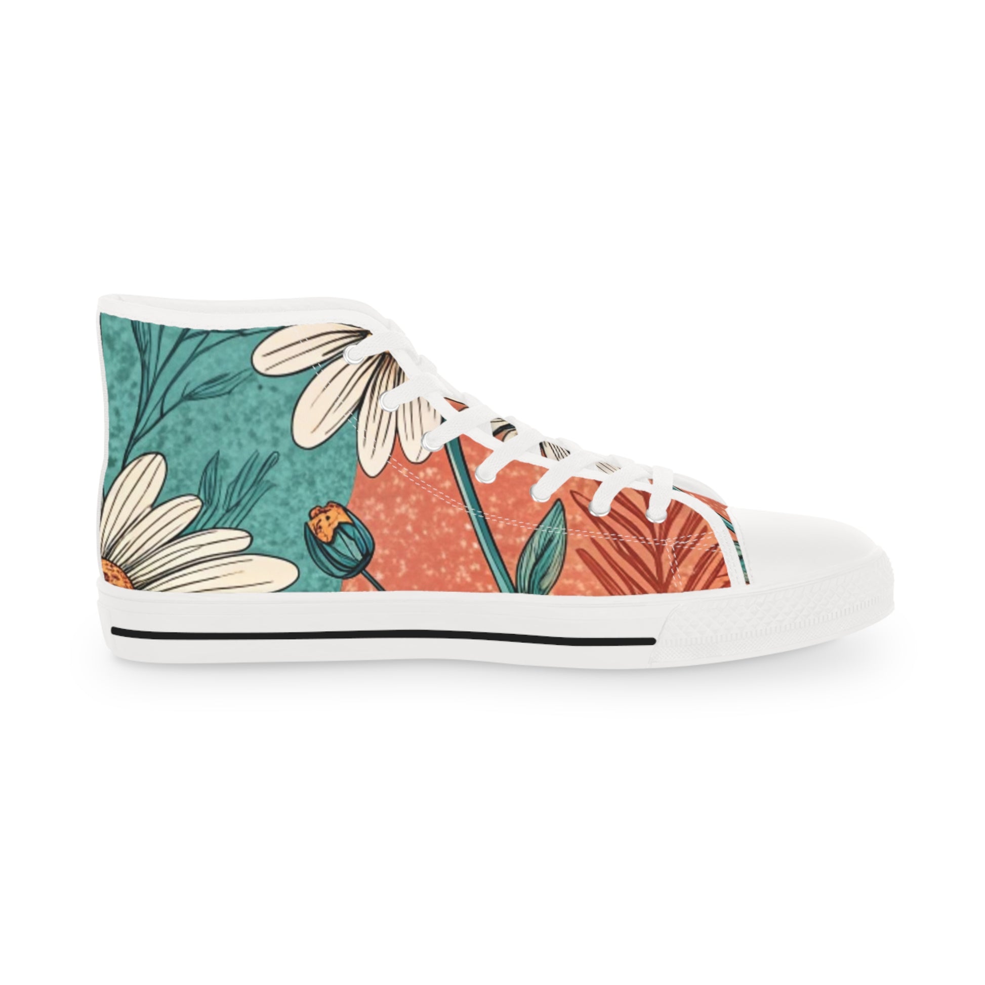 Retro Daisy Dream Men's High Top Sneakers, Artsulli - Art is Long, Life is Short, Shoes, , , , , , , 