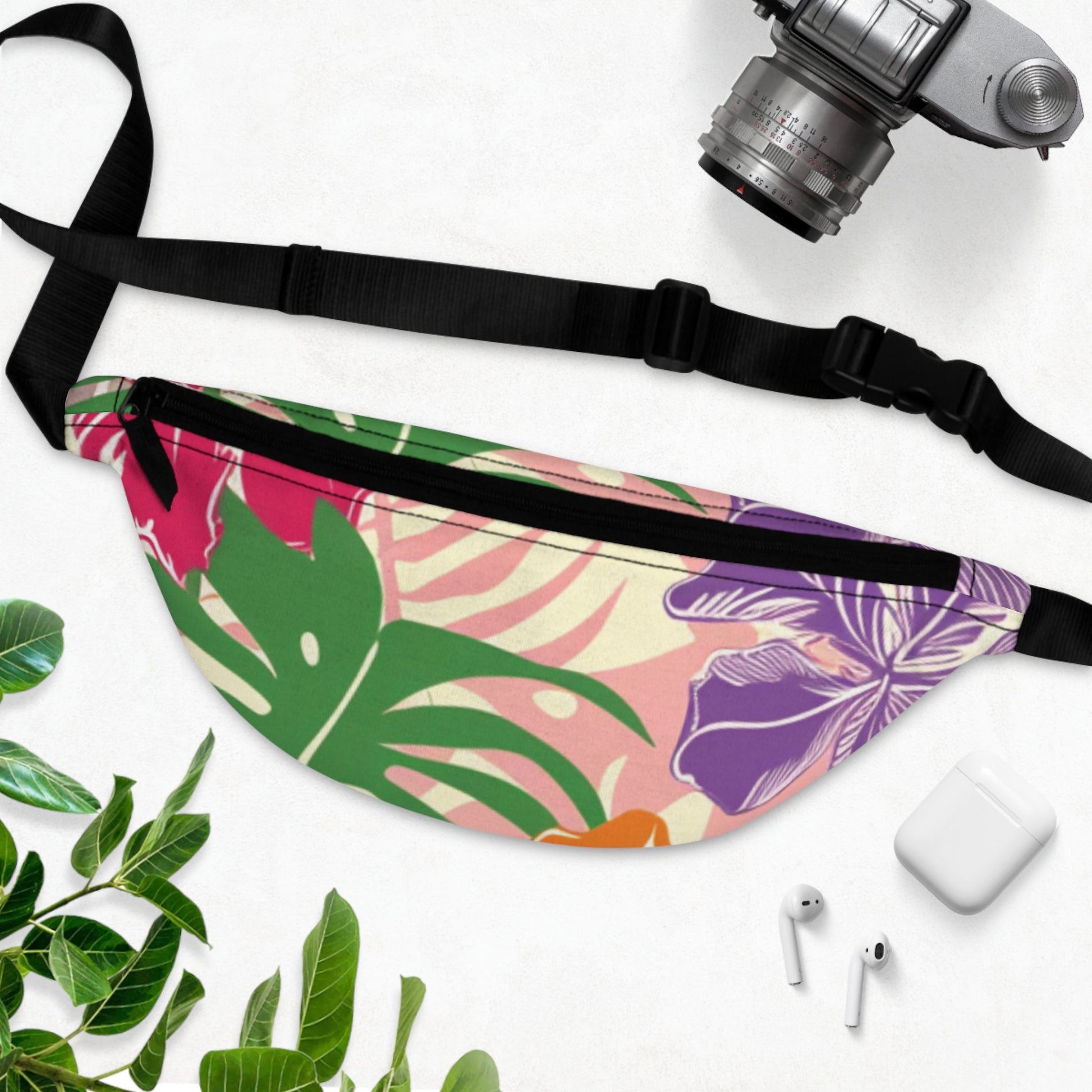Blooming Tropical Flowers Fanny Pack, Artsulli - Art is Long, Life is Short, Bags, , , , , , , 