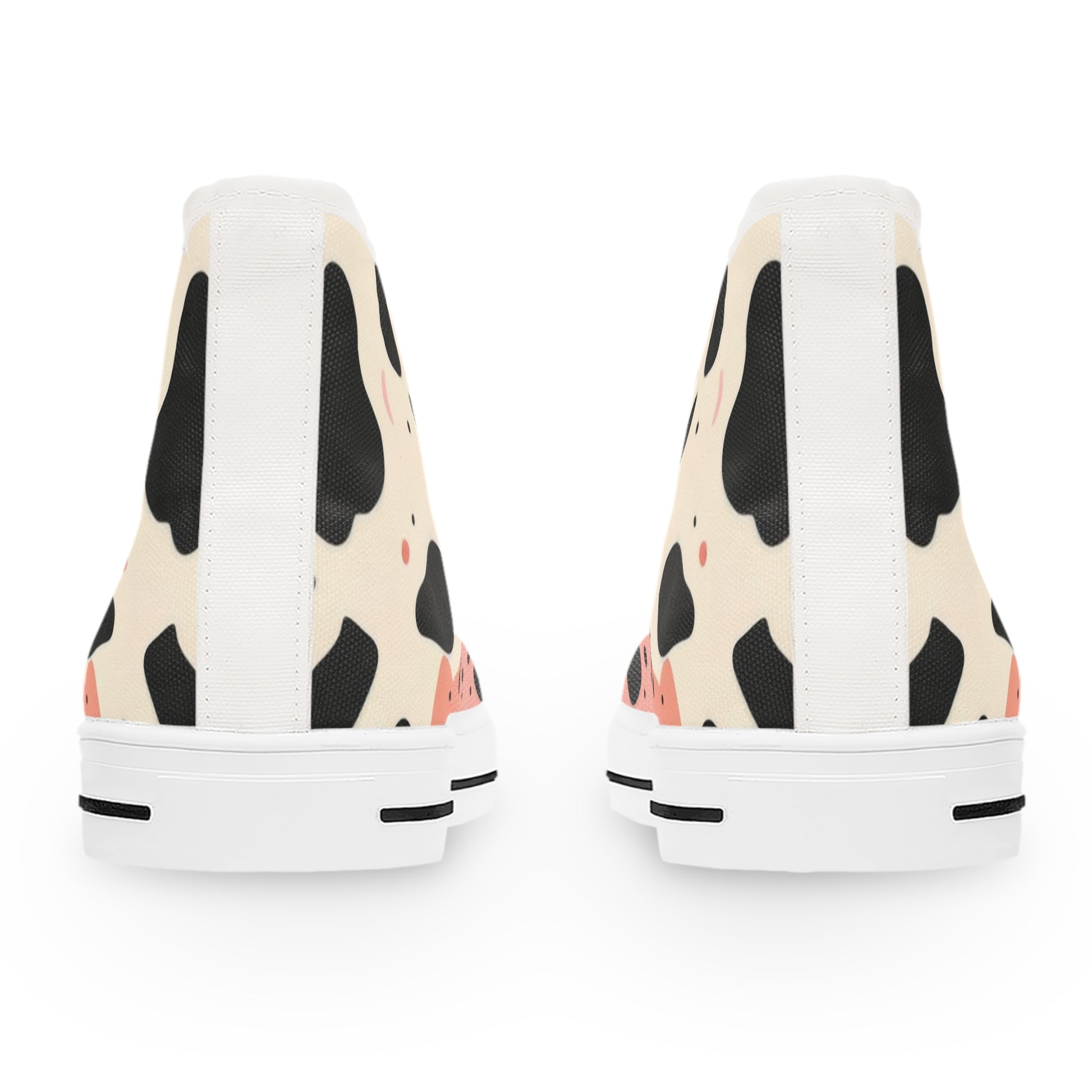 Organic Cow Print Cream and Pink Women's High Top Sneakers, Artsulli - Art is Long, Life is Short, Shoes, , , , , , , 