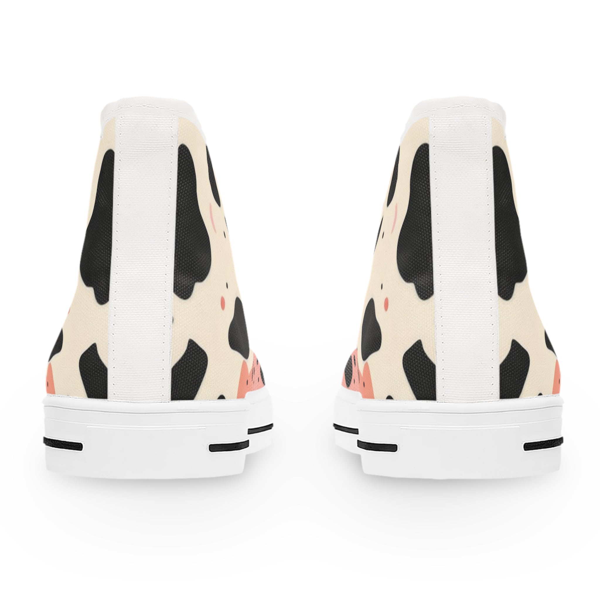 Organic Cow Print Cream and Pink Women's High Top Sneakers, Artsulli - Art is Long, Life is Short, Shoes, , , , , , , 