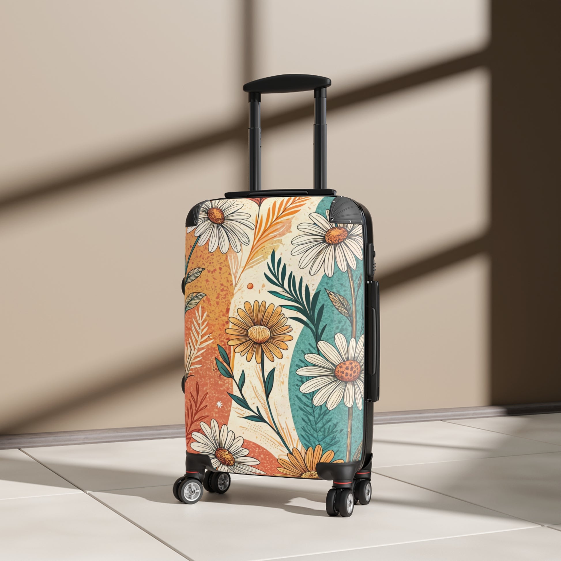Retro Daisy Dream Suitcase, Artsulli - Art is Long, Life is Short, Bags, , , , , , , 
