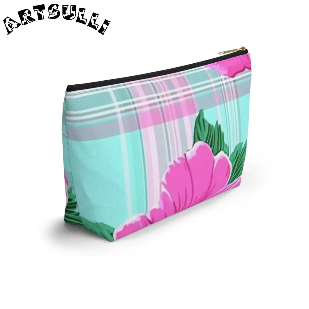 JAKKOUTTHEBXX Pink Floral Art Transferred Cosmetic Pouch