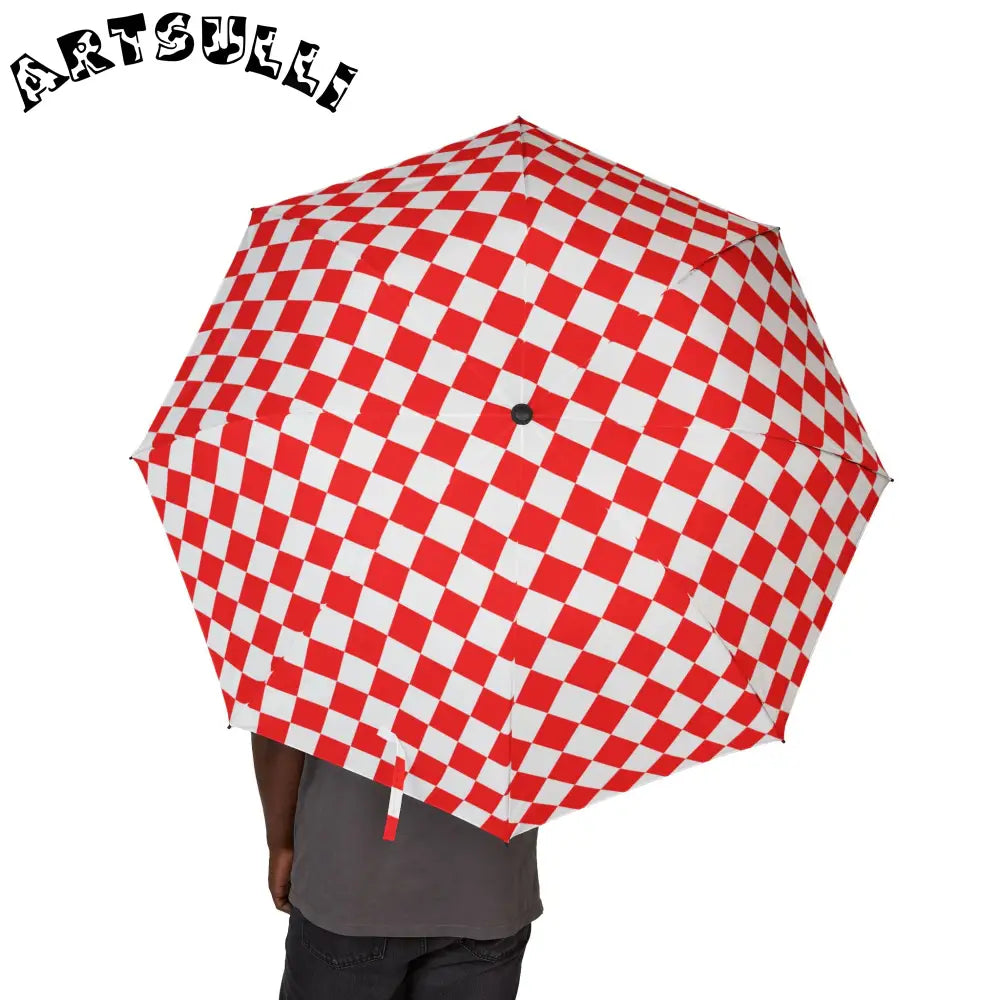 JAKKOUTTHEBXX Checkerboard II Red and White Semi-Automatic Foldable