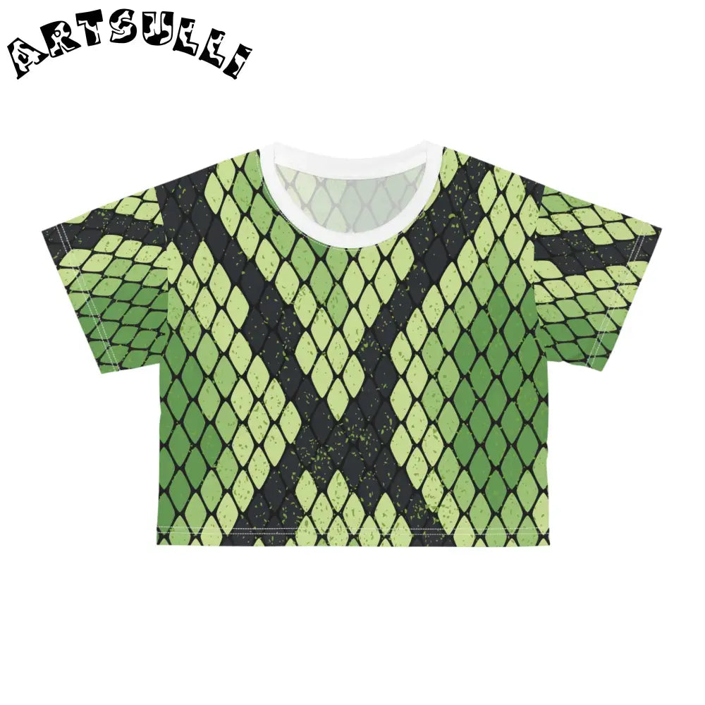 JAKKOUTTHEBXX Snake Skin Green and Black Crop Tee (AOP)