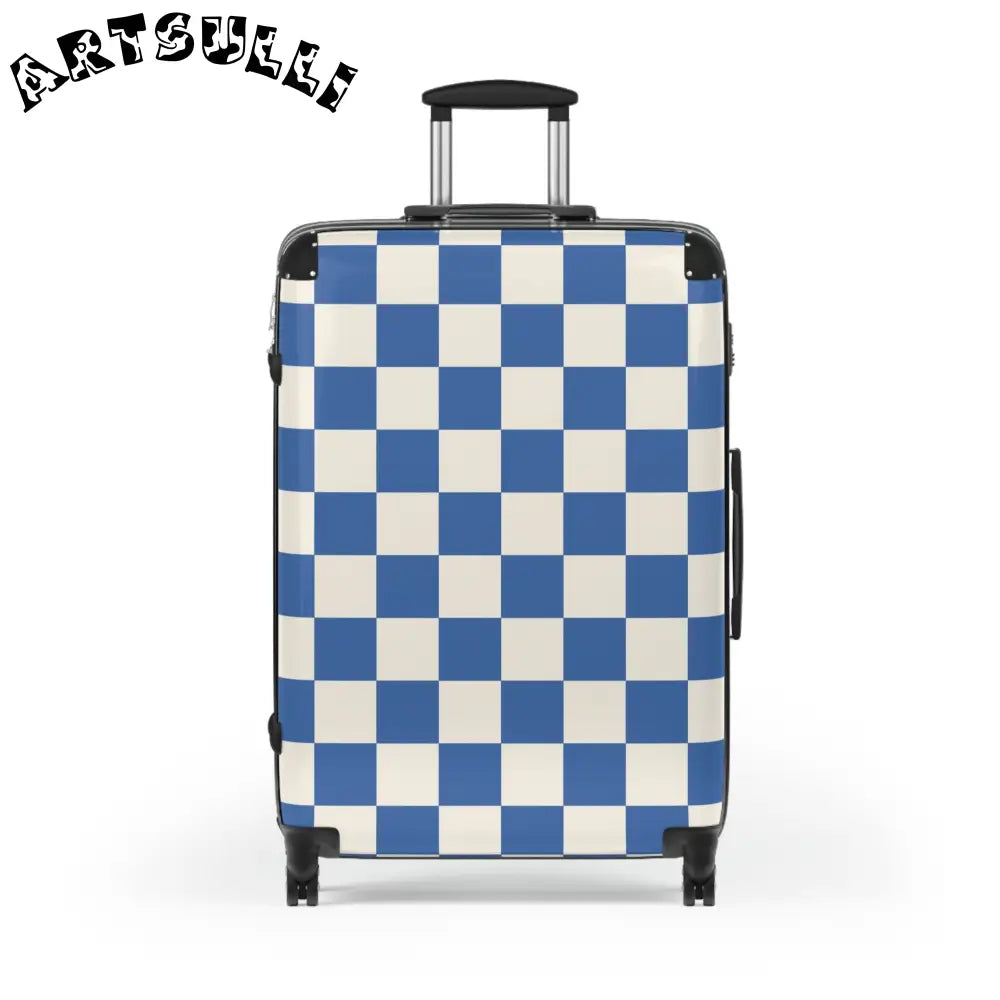 JAKKOUTTHEBXX Checkerboard Blue Suitcase JAKKOUTTHEBXX Artsulli