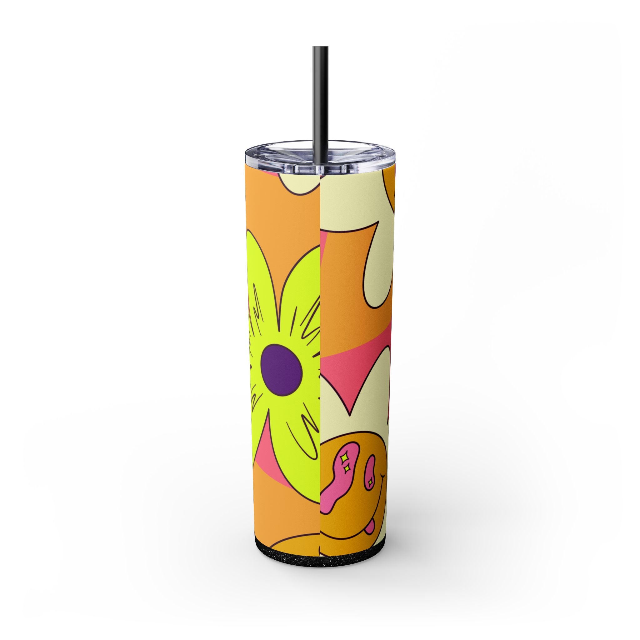 Trippy Sour Face Rave Skinny Tumbler with Straw, 20oz, Artsulli - Art is Long, Life is Short, Mug, , , , , , , 