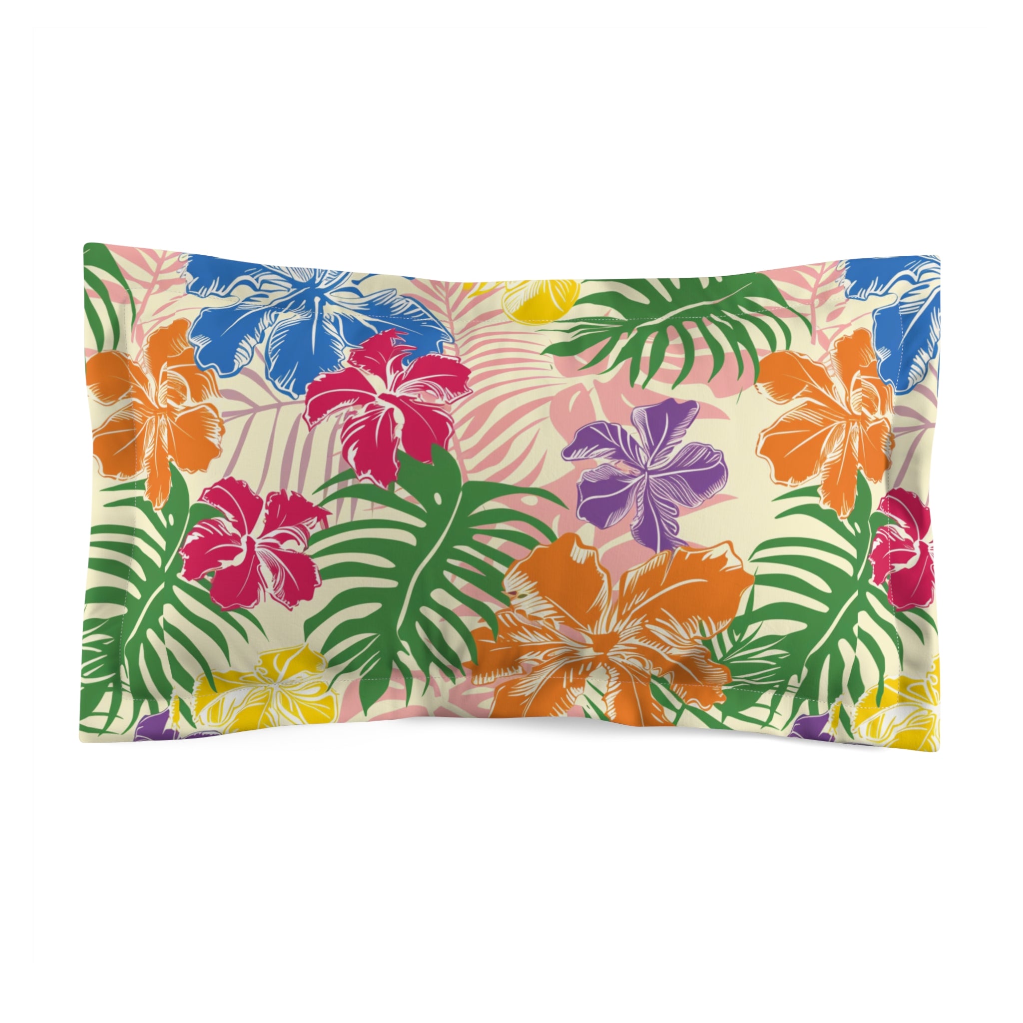 Blooming Tropical Flowers Microfiber Pillow Sham, Artsulli - Art is Long, Life is Short, Home Decor, Size, King, , , , , 25901154370407607652