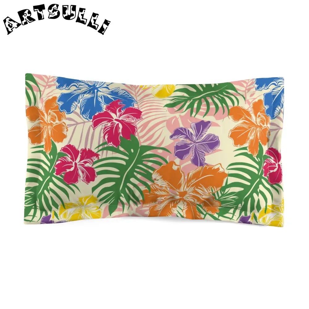 Blooming Tropical Flowers Microfiber Pillow Sham, Artsulli - Art is Long, Life is Short, Home Decor, Size, King, , , , , 25901154370407607652