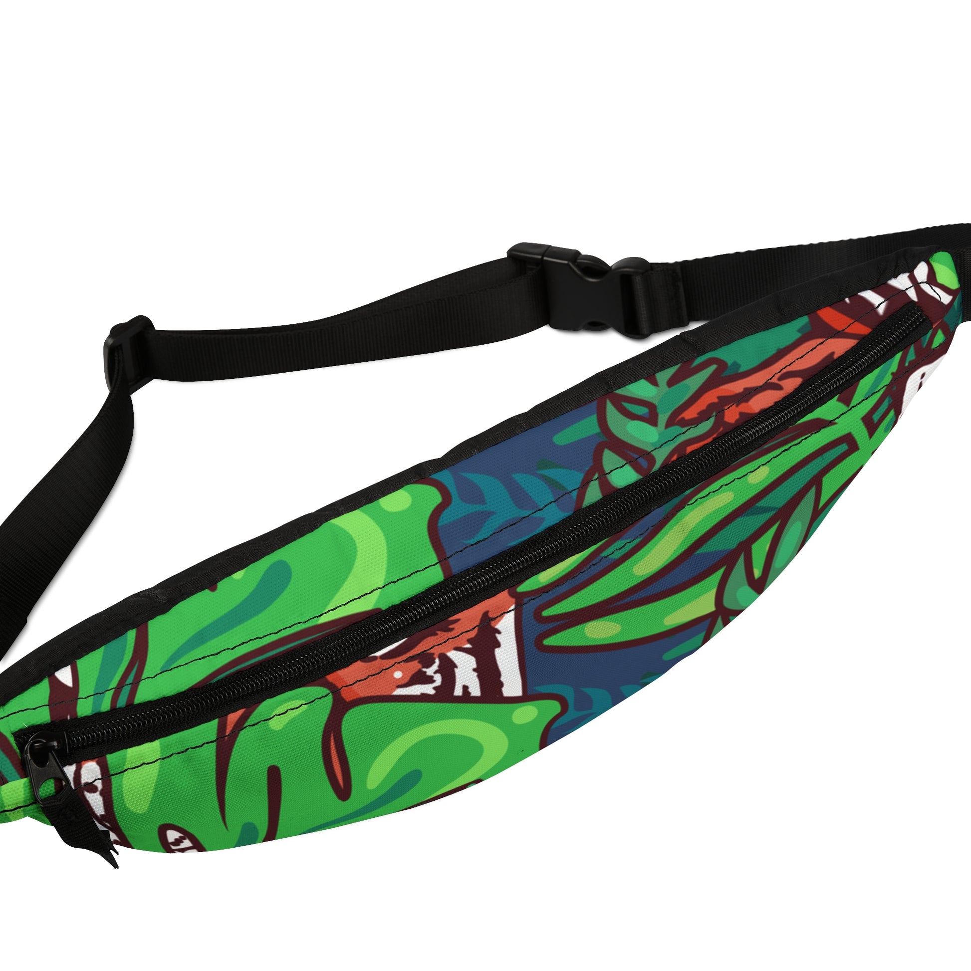 Tropical Jungle Tigers Blue and Green Fanny Pack, Artsulli - Art is Long, Life is Short, Bags, , , , , , , 