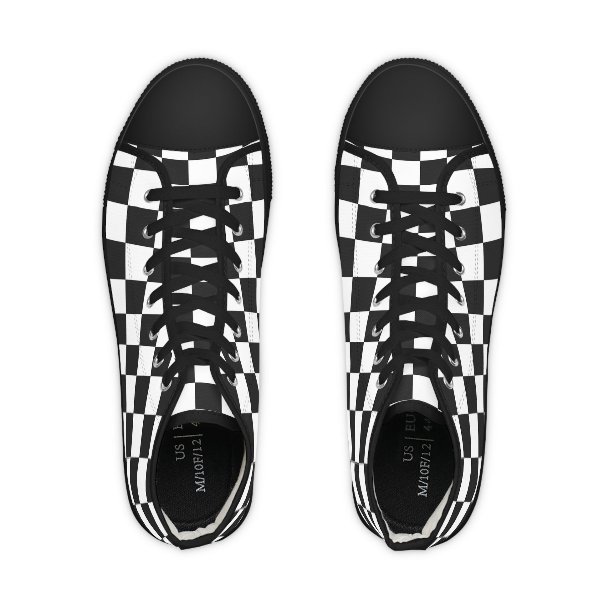 Checkerboard White and Black Men's High Top Sneakers, Artsulli - Art is Long, Life is Short, Shoes, , , , , , , 
