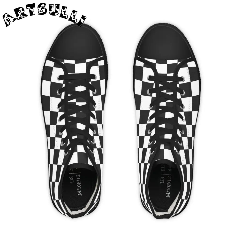 JAKKOUTTHEBXX Checkerboard White and Black Men’s High Top Sneakers