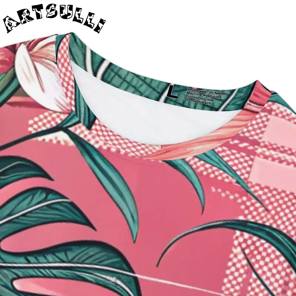 JAKKOUTTHEBXX Plaid x Floral Burgundy and Green Women’s Short Sleeve