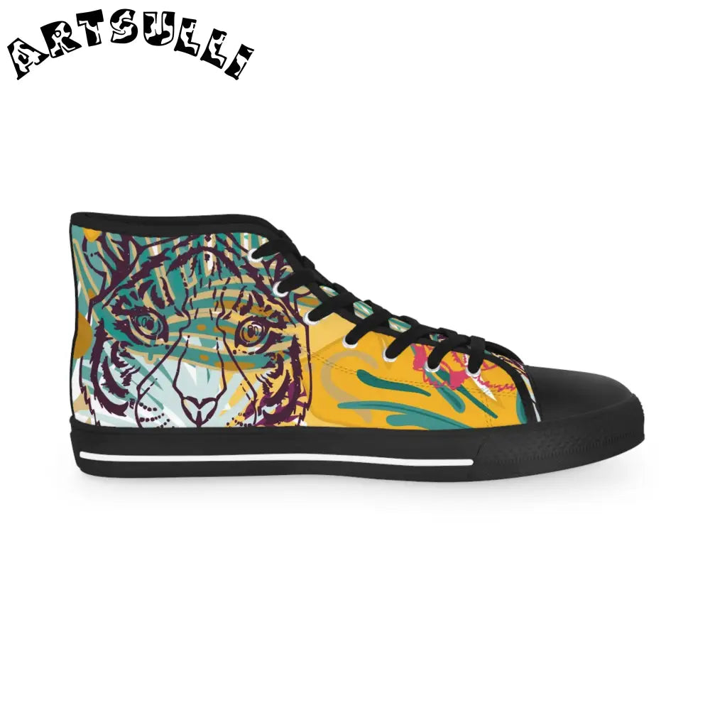 JAKKOUTTHEBXX Tropical Jungle Tigers Brown and Green Men’s High Top