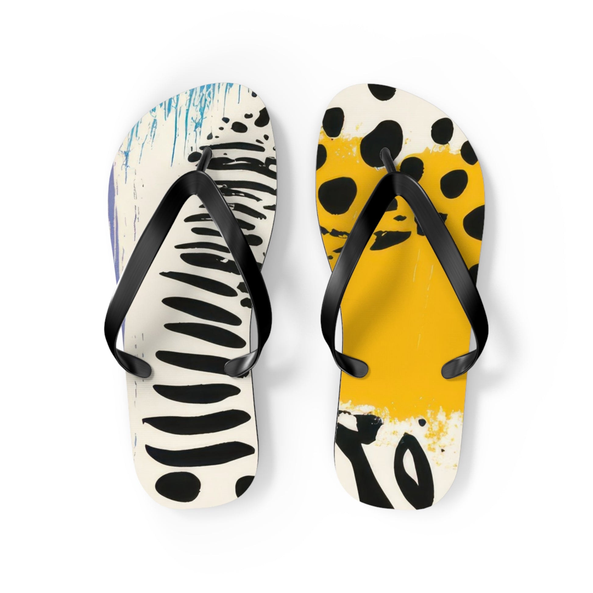 Rae Zebra Rhapsody Flip Flops, Artsulli - Art is Long, Life is Short, Shoes, Size, M, Color, Black sole, , , 97859359938912