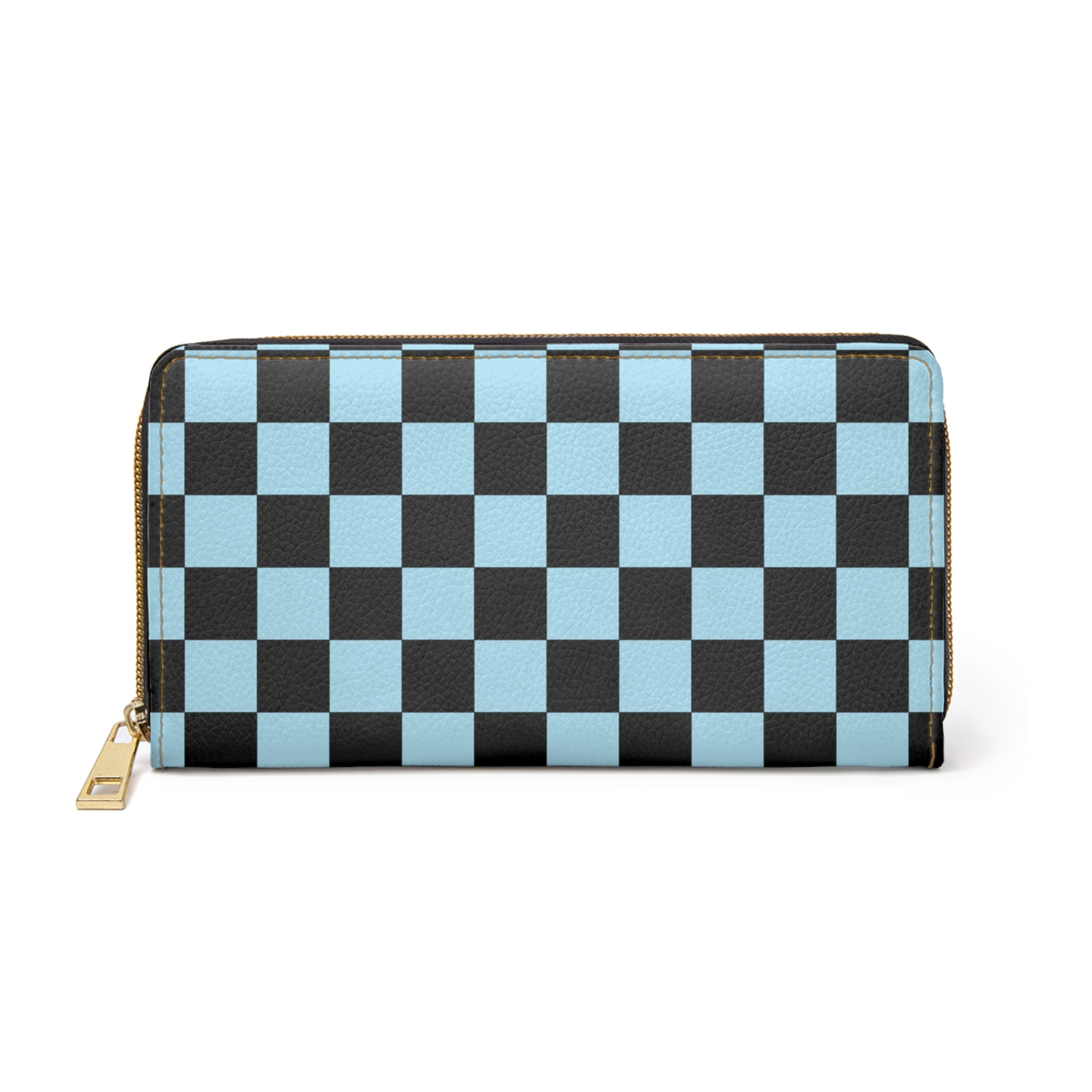 Checkerboard Black and Blue Zipper Wallet, Artsulli - Art is Long, Life is Short, Accessories, Size, One size, Color, White, , , 89458321160085820440