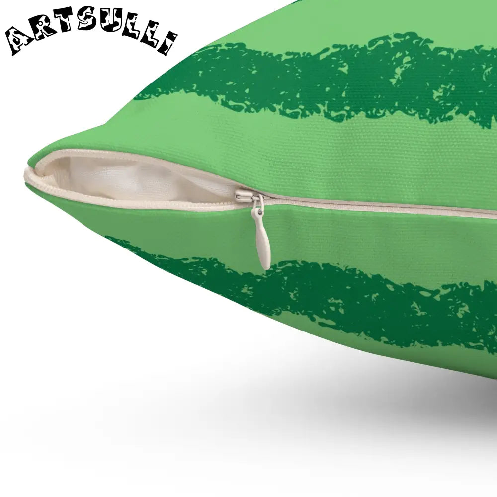 JAKKOUTTHEBXX Watermelon Green Spun Polyester Square Pillow