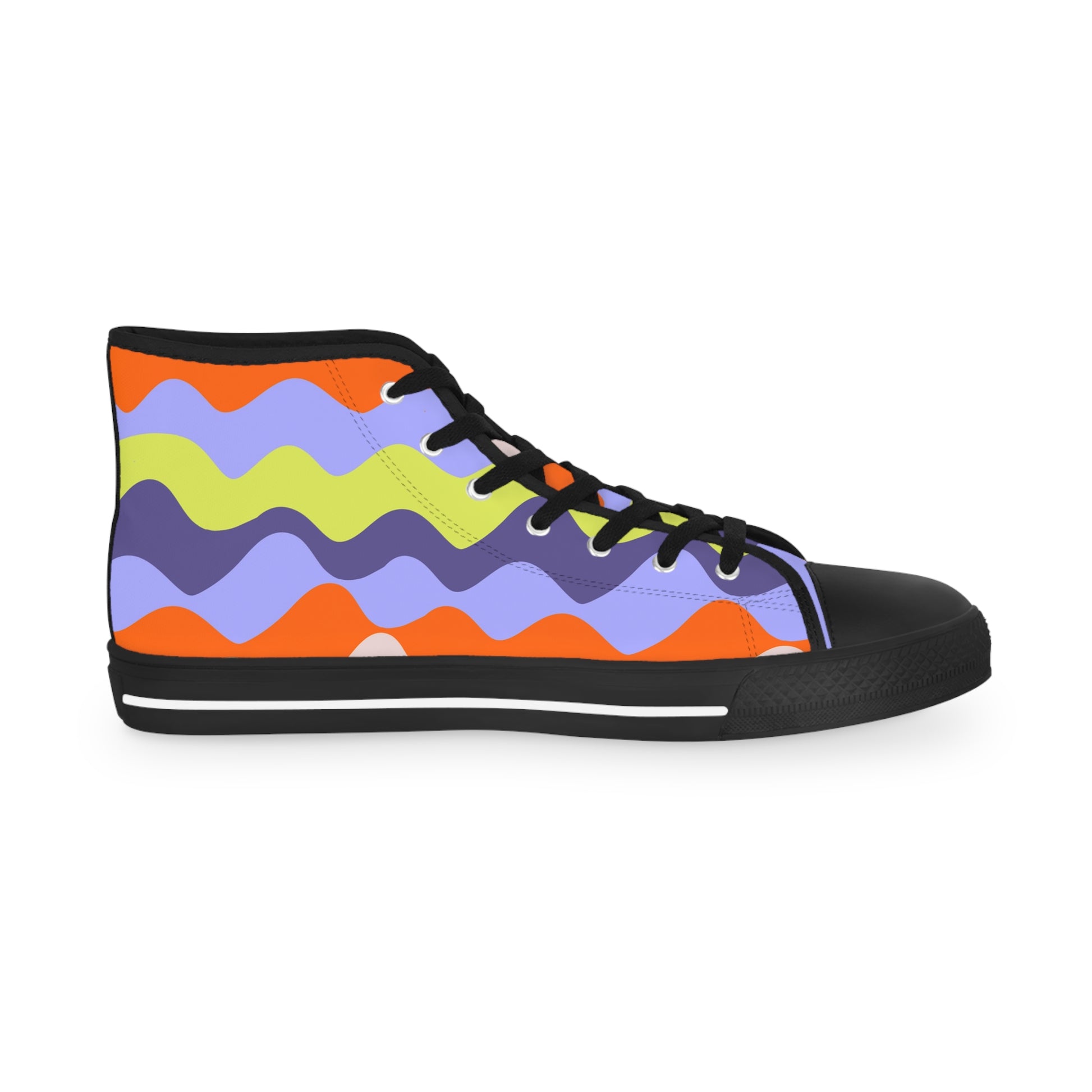 Waves II Red and Blue Men's High Top Sneakers, Artsulli - Art is Long, Life is Short, Shoes, , , , , , , 