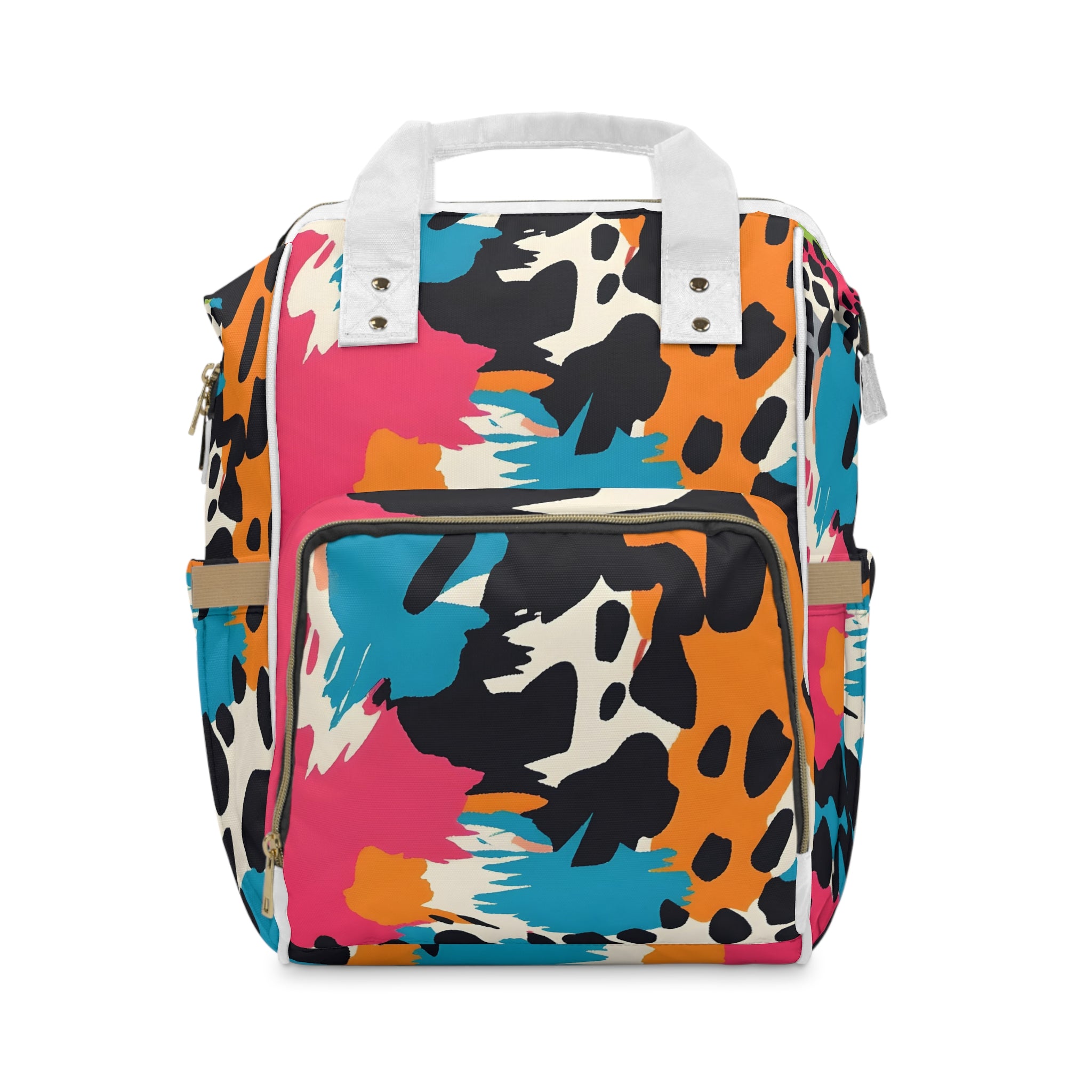 Wild Brush Strokes x Animal Print Multi-Color Multifunctional Diaper Backpack, Artsulli - Art is Long, Life is Short, Bags, Size, 15.0" × 10.8" × 6.7'', , , , , 16976497814006374719