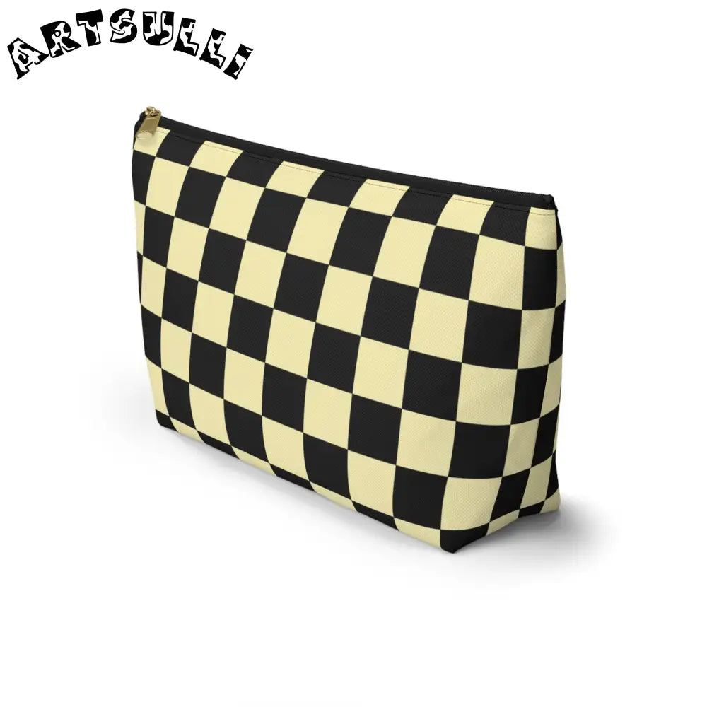 JAKKOUTTHEBXX Checkerboard Black and Yellow Accessory Pouch w
